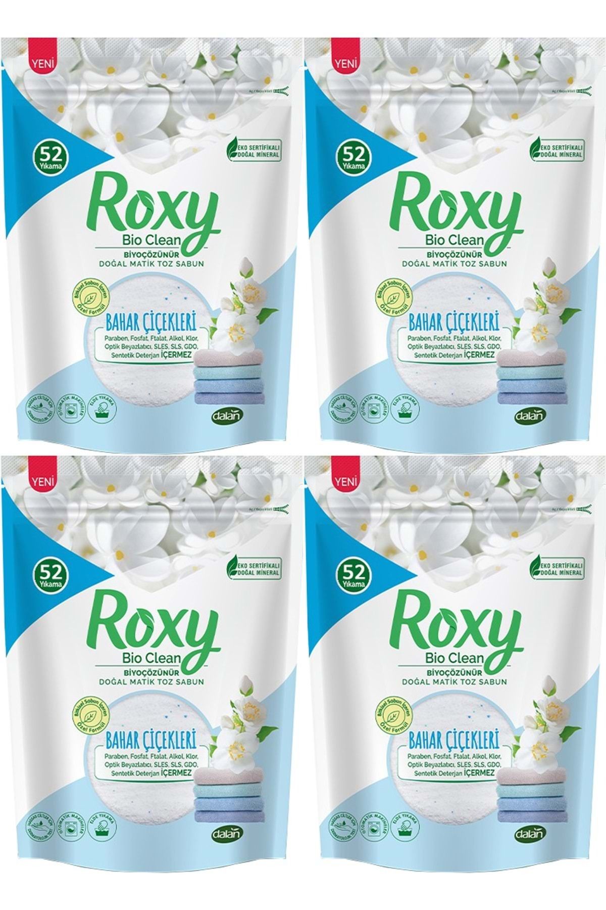 Dalan Roxy Bio Clean Matik Sabun Tozu 1.6kg Bahar Çiçekleri (4 Lü Set) (208 Yıkama)