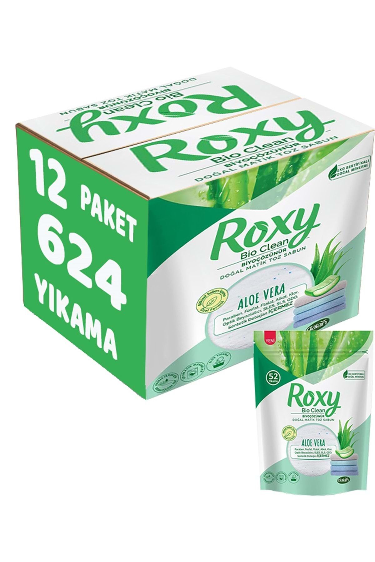 Dalan Roxy Bio Clean Matik Sabun Tozu 1.6kg Aloe Vera 12 Li Set