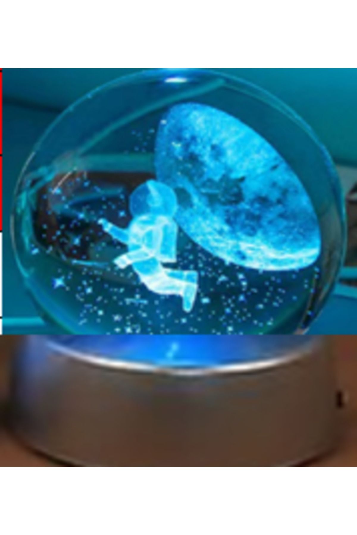Genel Markalar Uçan Astronot Plastik Altlıklı Işıklı Cam Küre