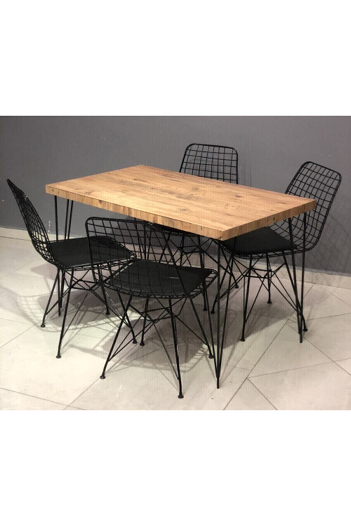 YusGos Kopya - Mutfak Masa 4 Kişilik Tel Sandalye Yemek Masası Yeni Model Sandalye 60/120