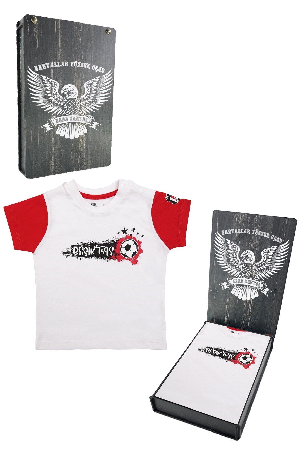 Beşiktaş Orijinal Beyaz Bebek T-Shirt Hediyelik Ahşap Kutulu