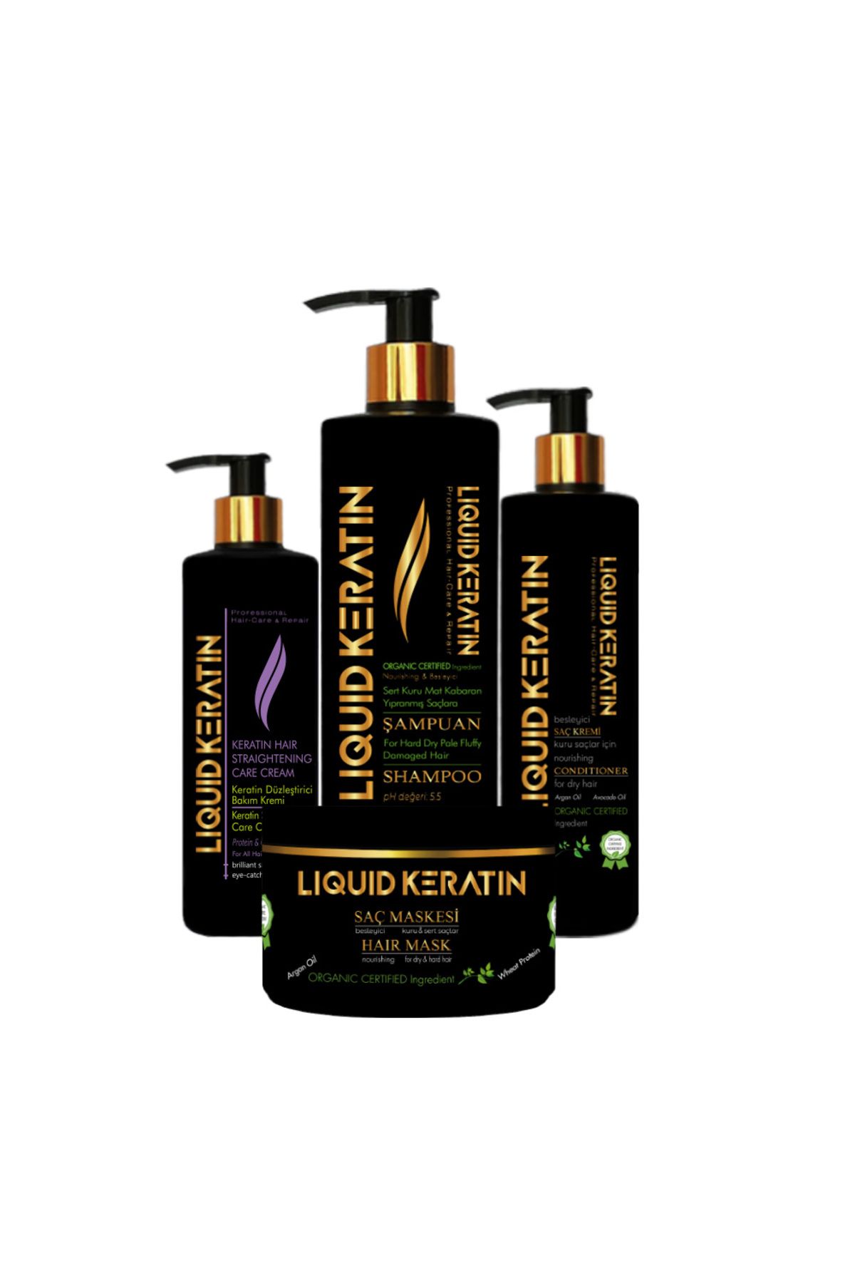 Liquid Keratin Düzleştirici Keratin Saç Bakım Seti - Brezilya Fönü (4'lü) Full Set