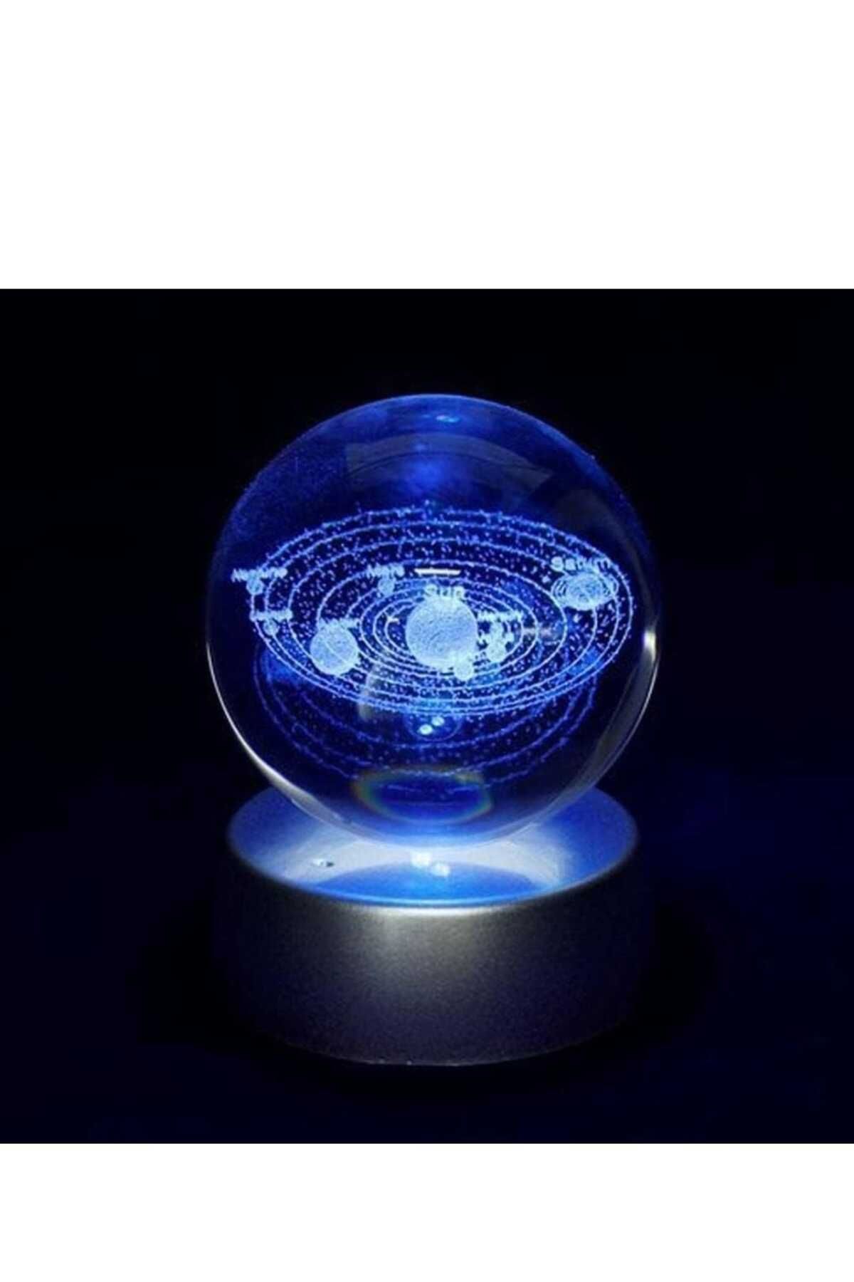 MRShopping MR 3D Işıklı Gezegen Cam Küre Dekoratif Hediyelik