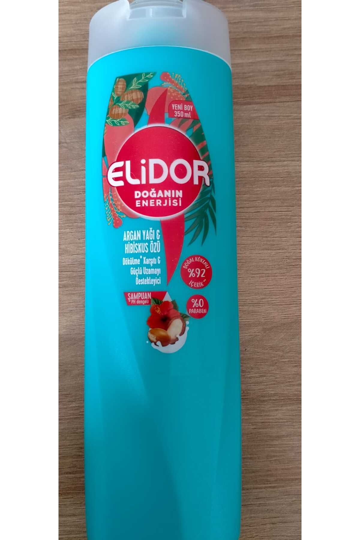 Elidor Argan Yağı & Hibiskus Özü Şampuan, Dökülme Karşıtı-Güçlü Uzamayı Destekleyici YENİ BOY:350 ML