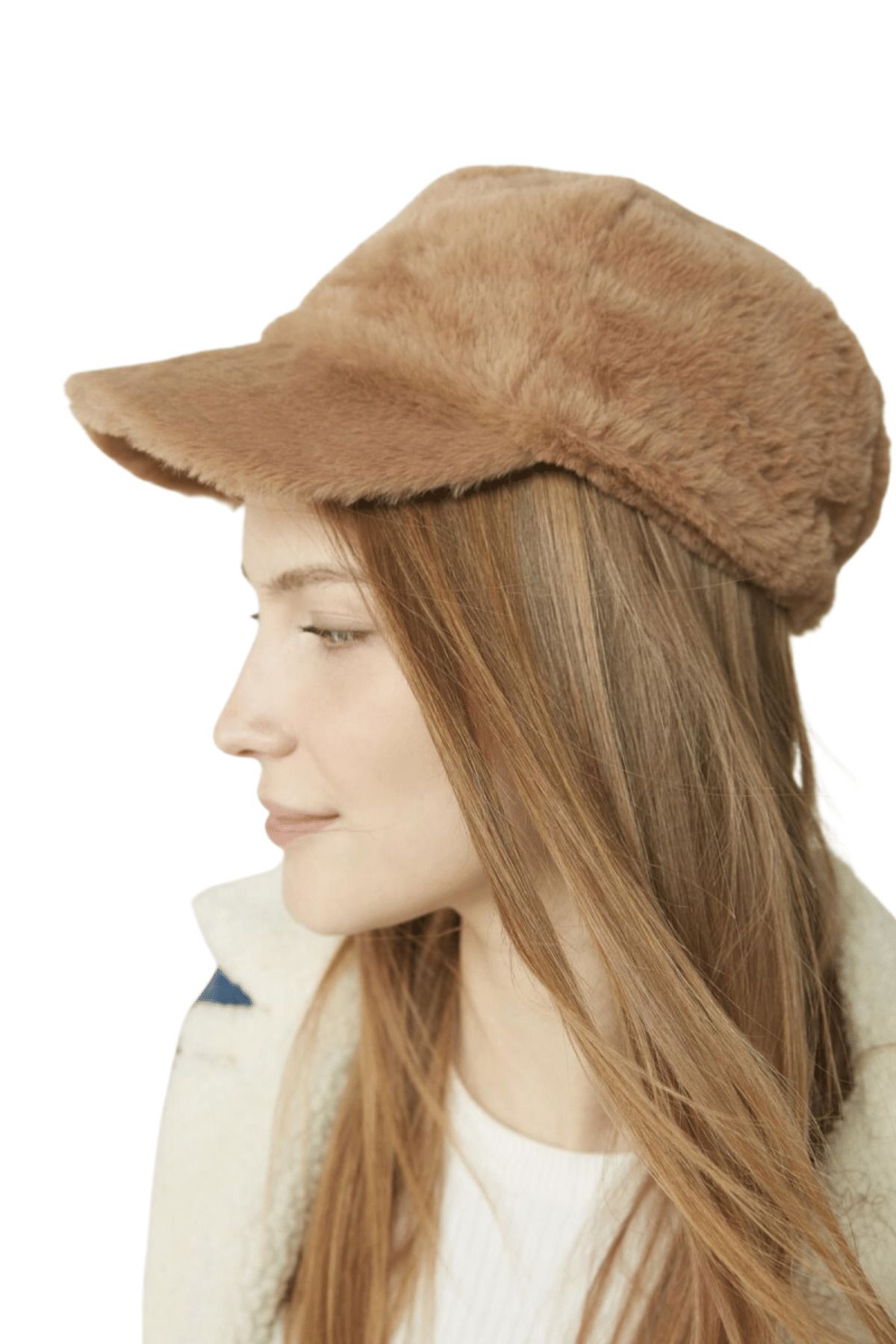 butikburuç Kadın Camel Siperli Peluş Şapka