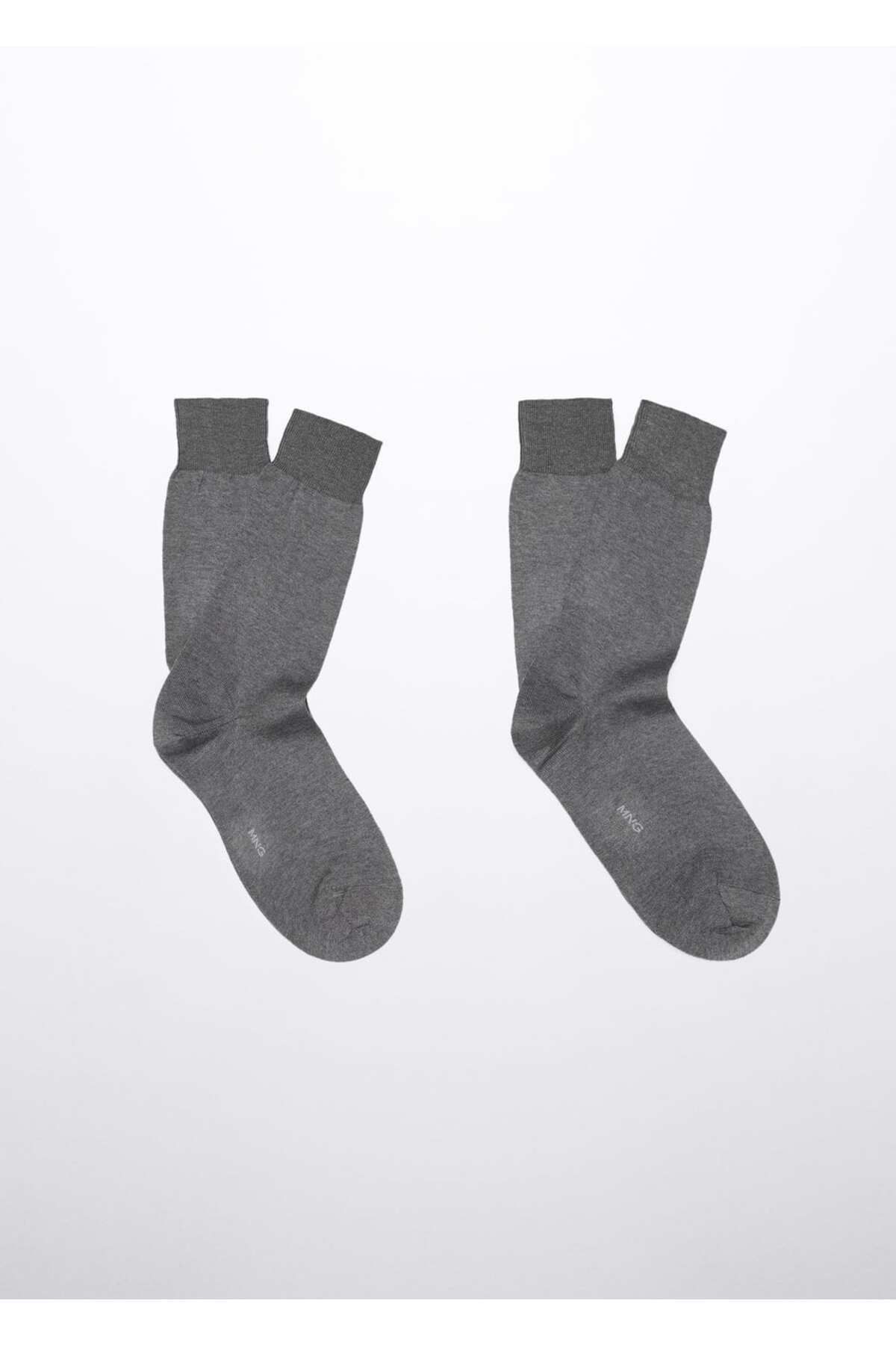 MANGO Man %100 Pamuklu Düz Çorap