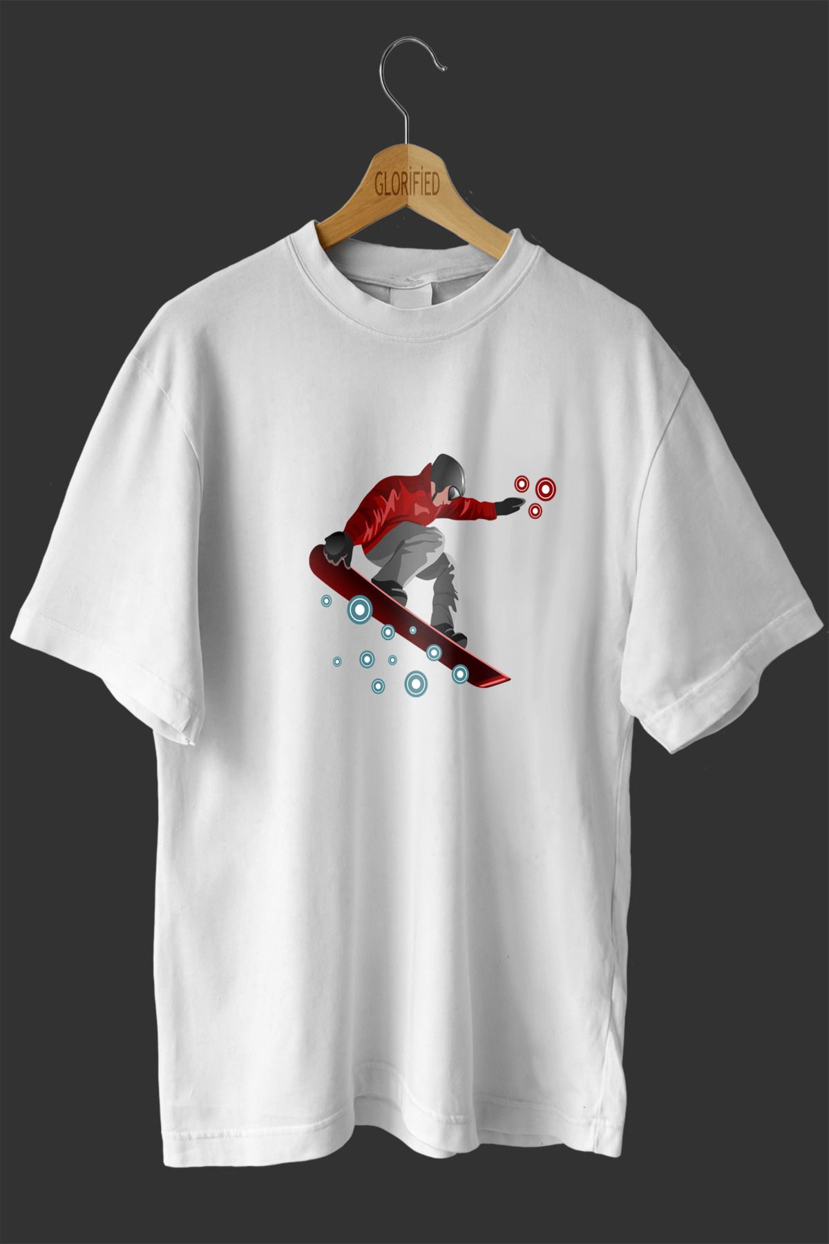 Clothy Fashion Kayak Tutkunu Tasarım Baskılı Oversize T-shirt ( Tişört )