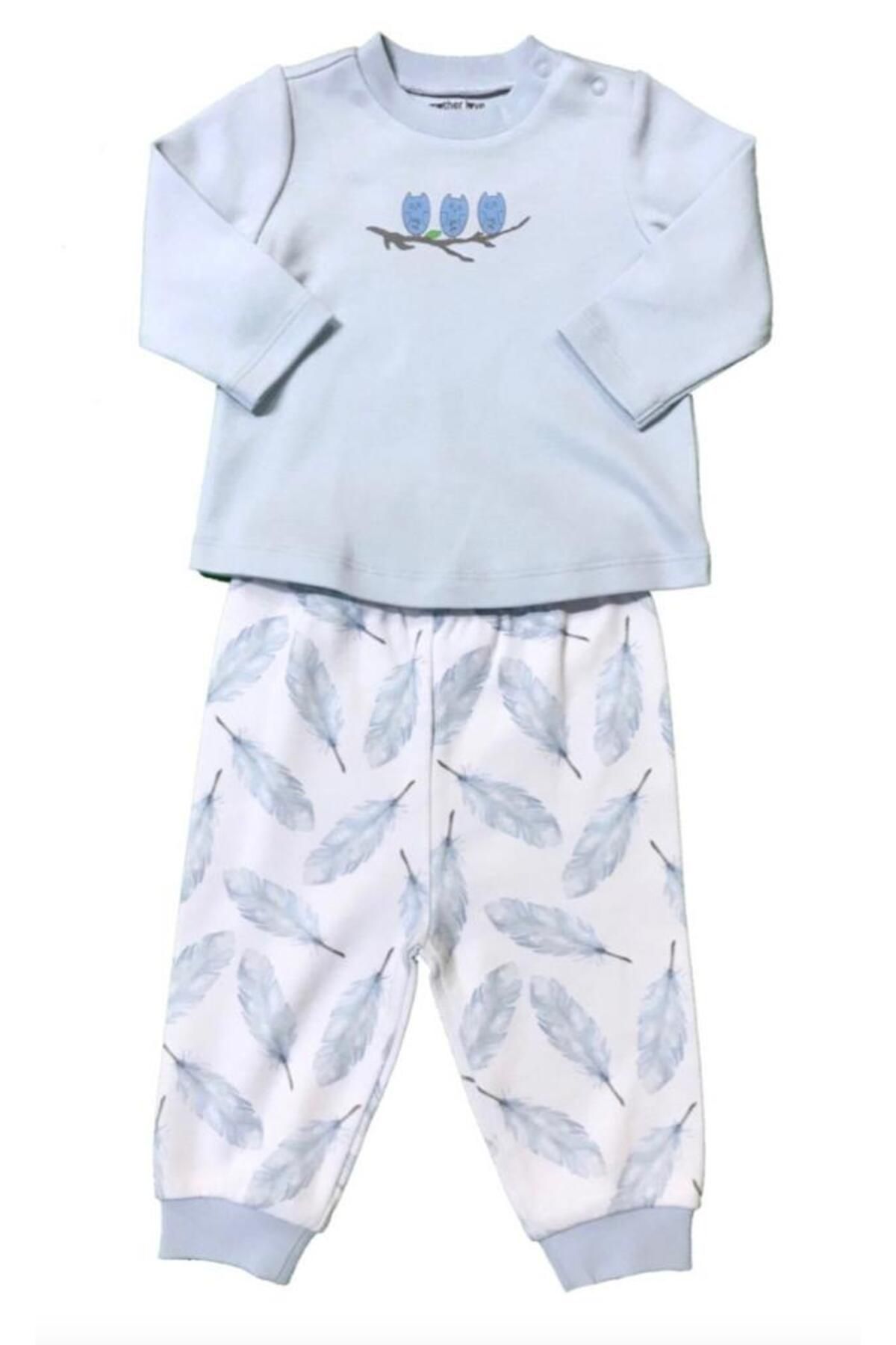 Mother Love Unisex Bebek Mavi Organik Pijama Takımı