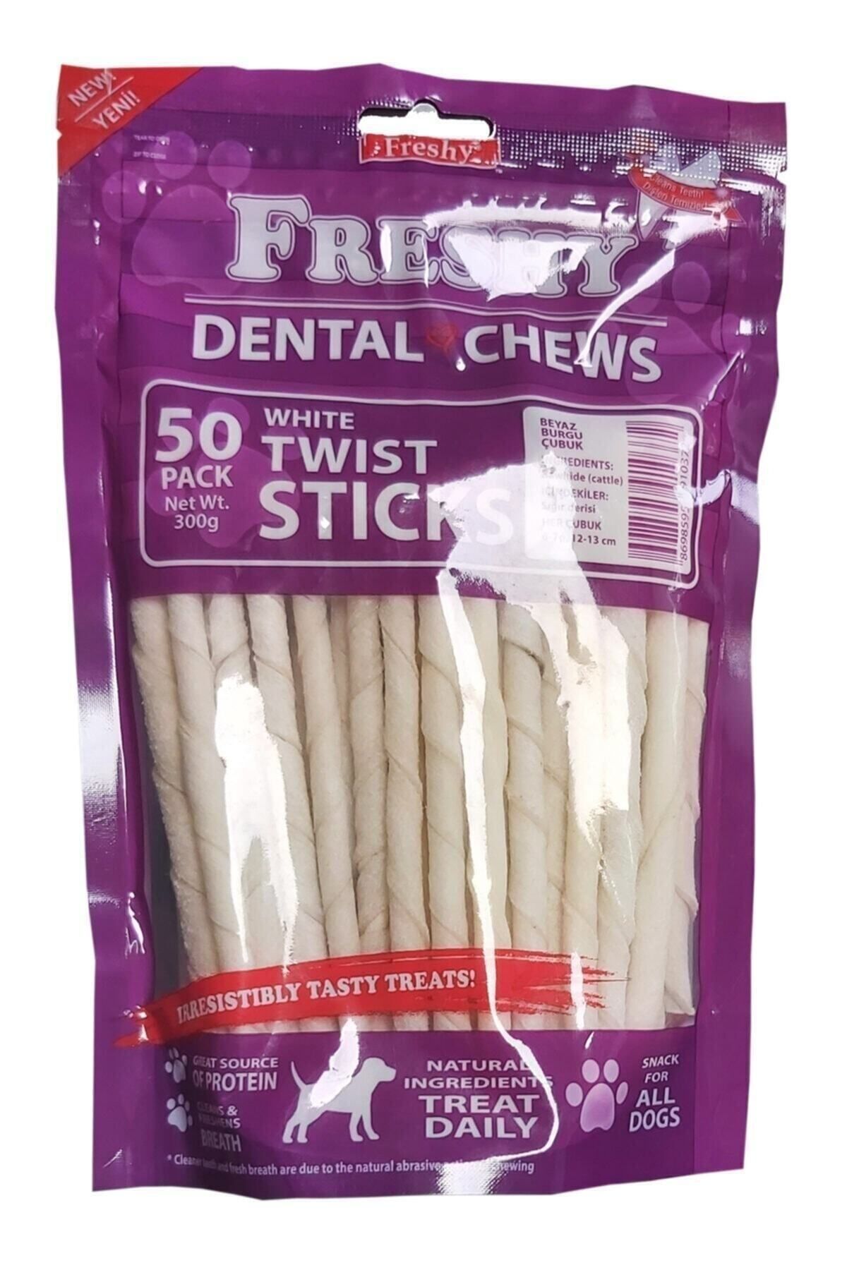Freshy Dental Twists - Beyaz Burgu Çubuk - 50'li Maxi Paket - 300 gram