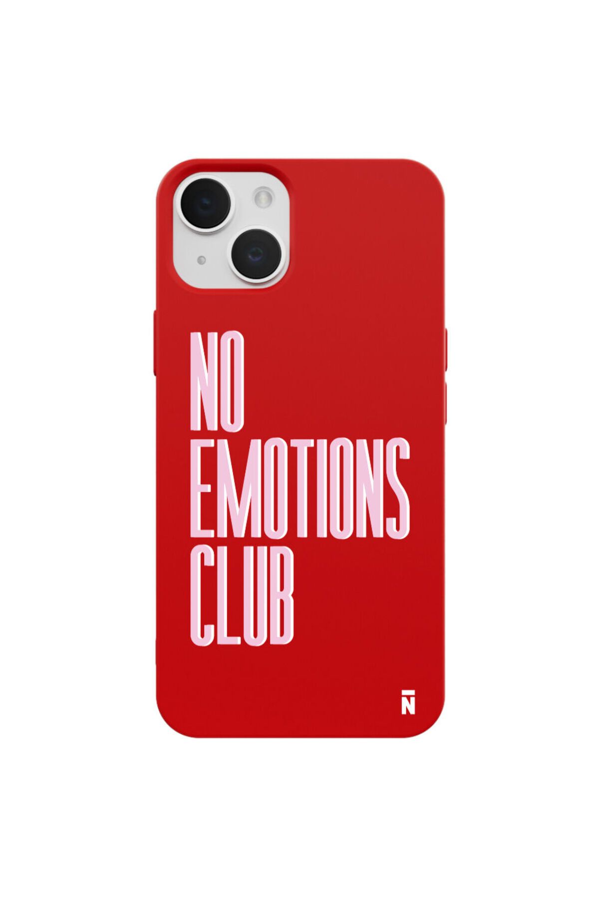 Casen iPhone 13 Silikon Özel Tasarım Yazılı Duygusuz No Emotions Club Kırmızı Renkli Telefon Kılıfı