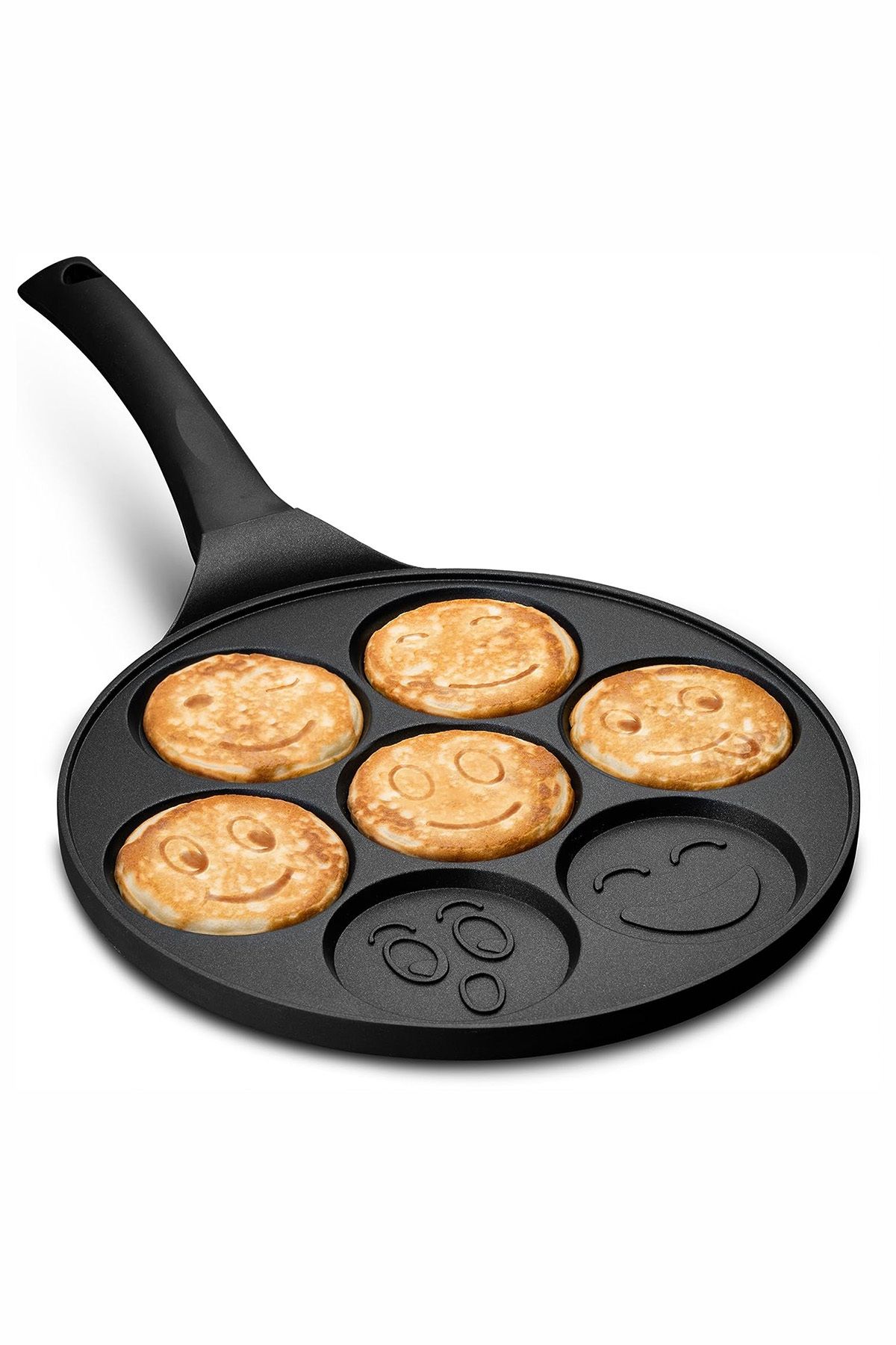 CARNIVAL LAND Döküm Granit Kaplama Emoji Pankek Tavası Pancake Siyah 28cm Pratik Kahvaltılık Tava