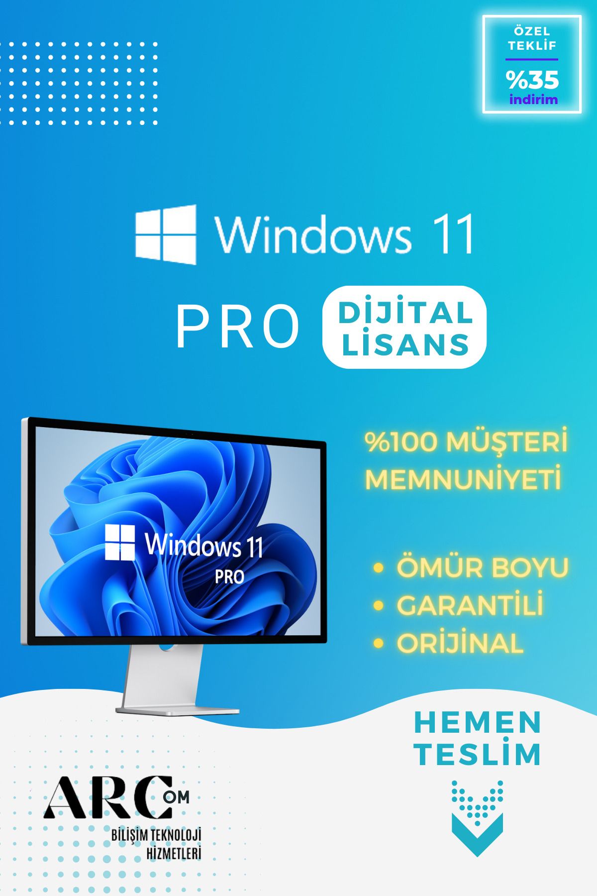 Microsoft Windows 11 PRO OEM - Dijital Lisans Anahtarı - ORİJİNAL, ÖMÜR BOYU, GARANTİLİ, ESD KEY HEMEN TESLİM