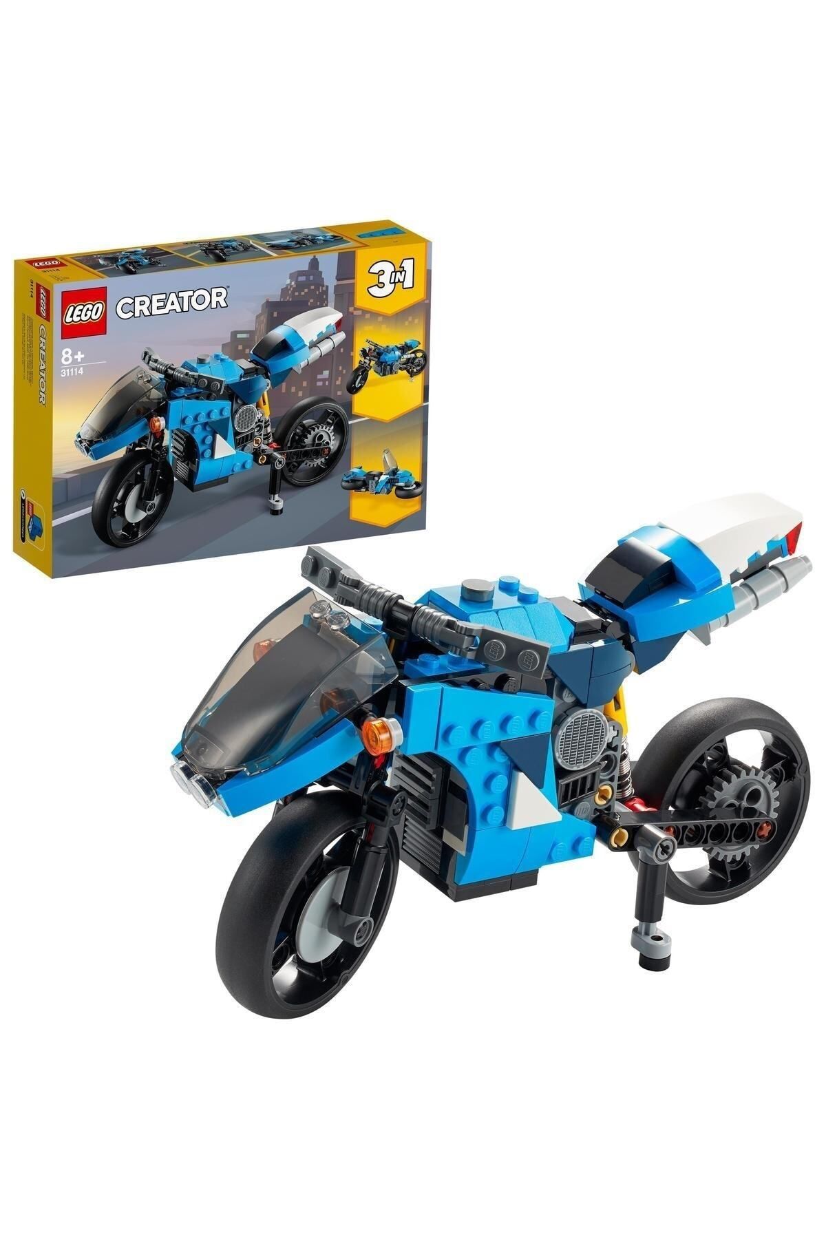 LEGO Lisanslı Creator 3'ü 1 Arada Süper Motosiklet Çocuklar Için Oyuncak Motosiklet Yapım Seti (236parça)