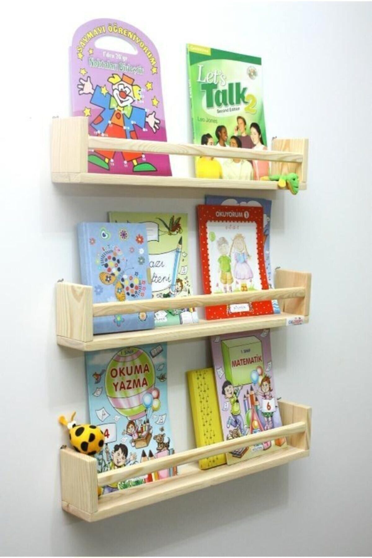 WoodWoork Bej Montessori Kitaplık 60 Cm 3'lü