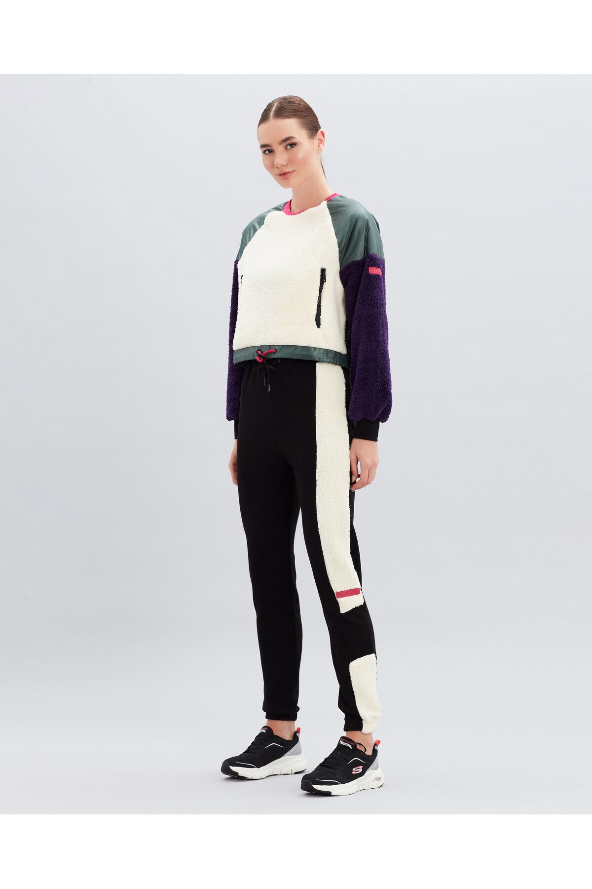 Skechers W Capsule Coll Mix Fabric Sweatshirt Kadın Mor Sweatshirt S222120-499