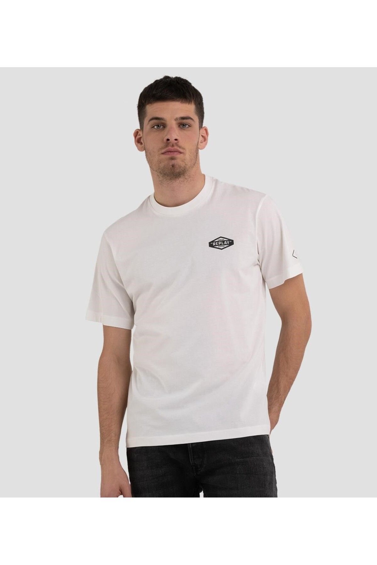 Replay Erkek Beyaz Baskılı T-shirt