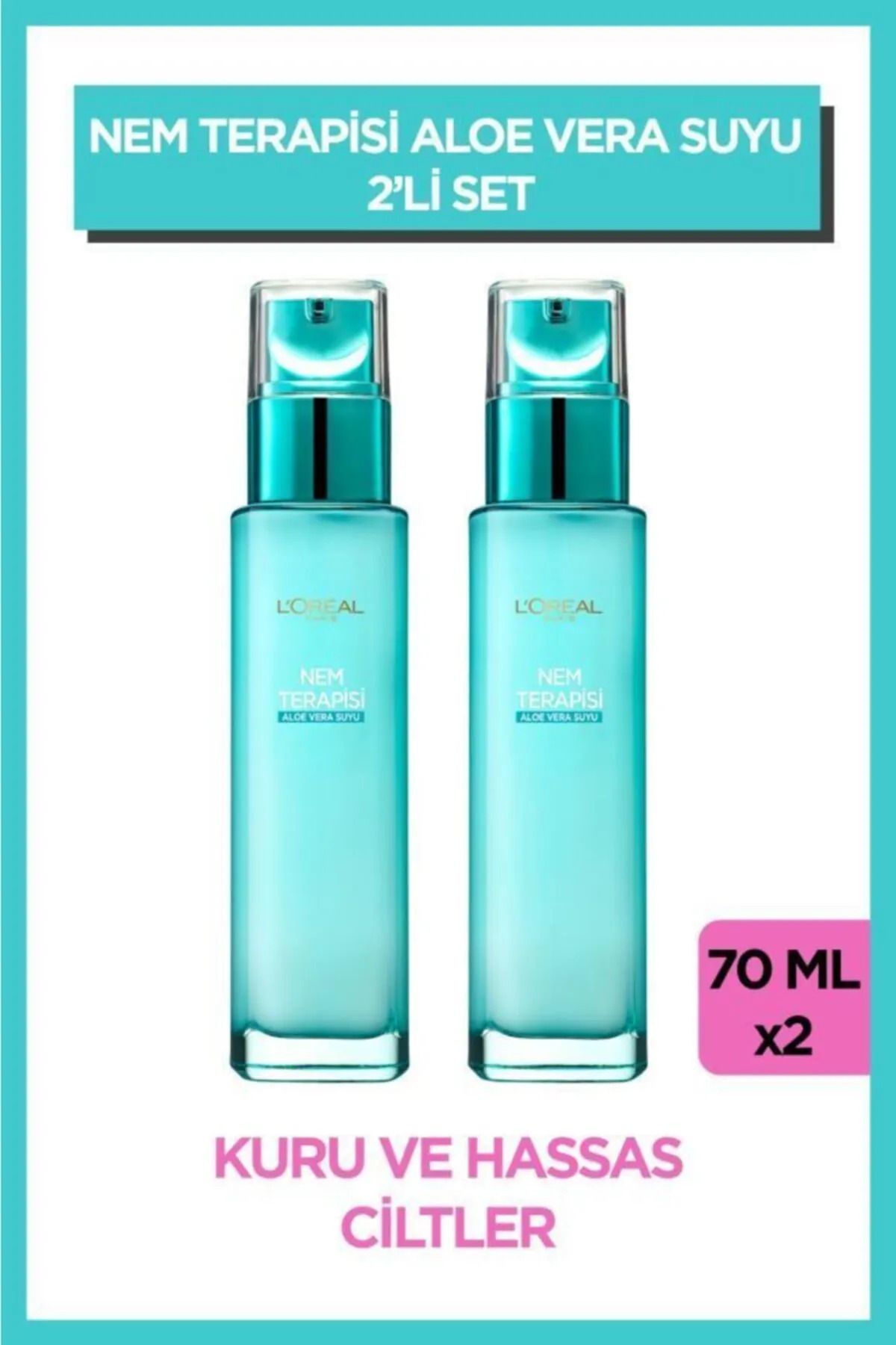 L'Oreal Paris Nem Terapisi Aloe Vera Suyu Kuru Ve Hassas Ciltler Için Nemlendirici Krem 2'li Set