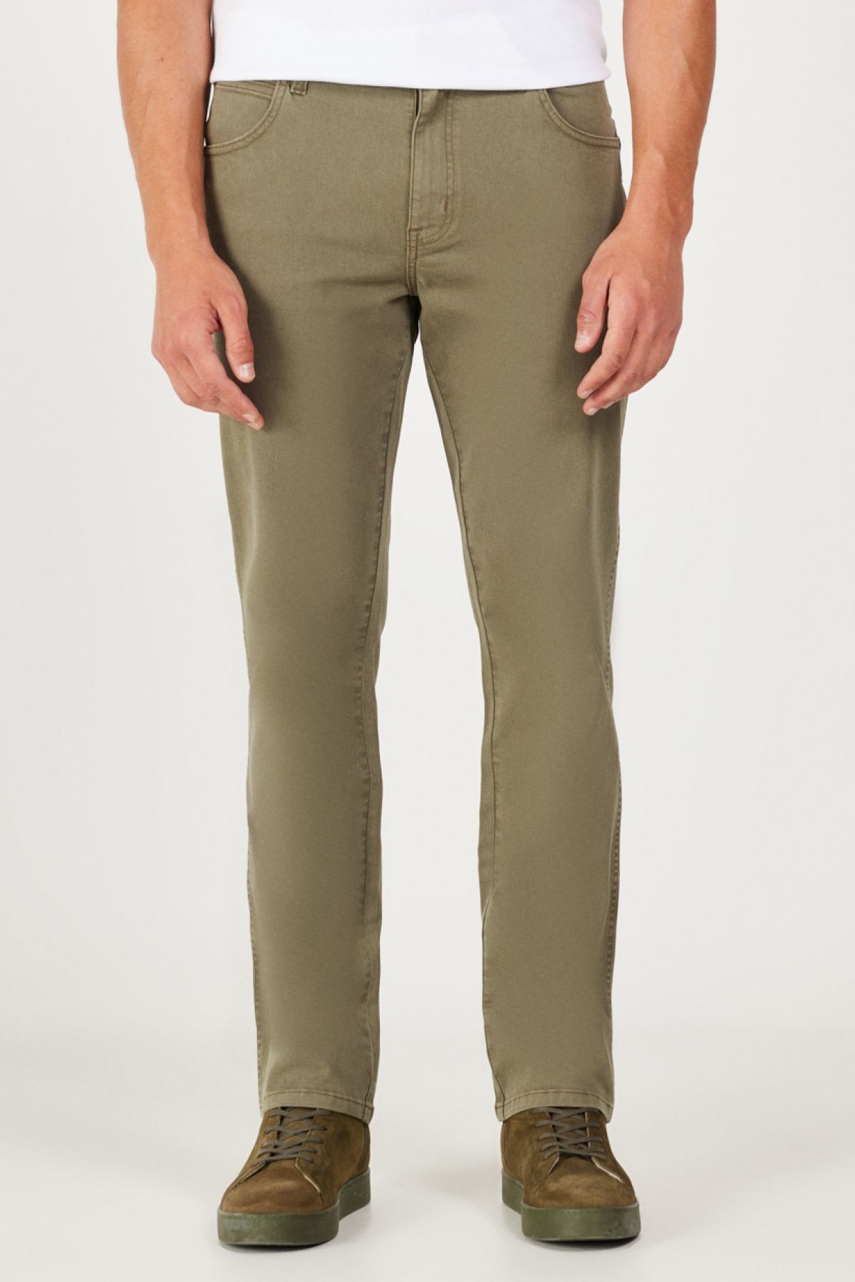 Wrangler Texas Straight Fit Düz Kesim Normal Bel Düz Paça Esnek Yeşil Erkek Pantolon