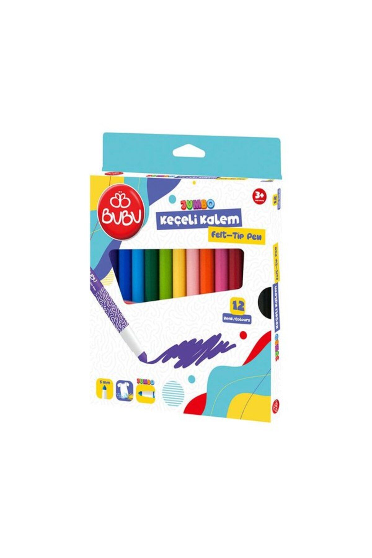Bubu Bu-Bu Jumbo Keçeli Kalem 5Mm. Karton Kutu 12 Renk BUBU-KEC003