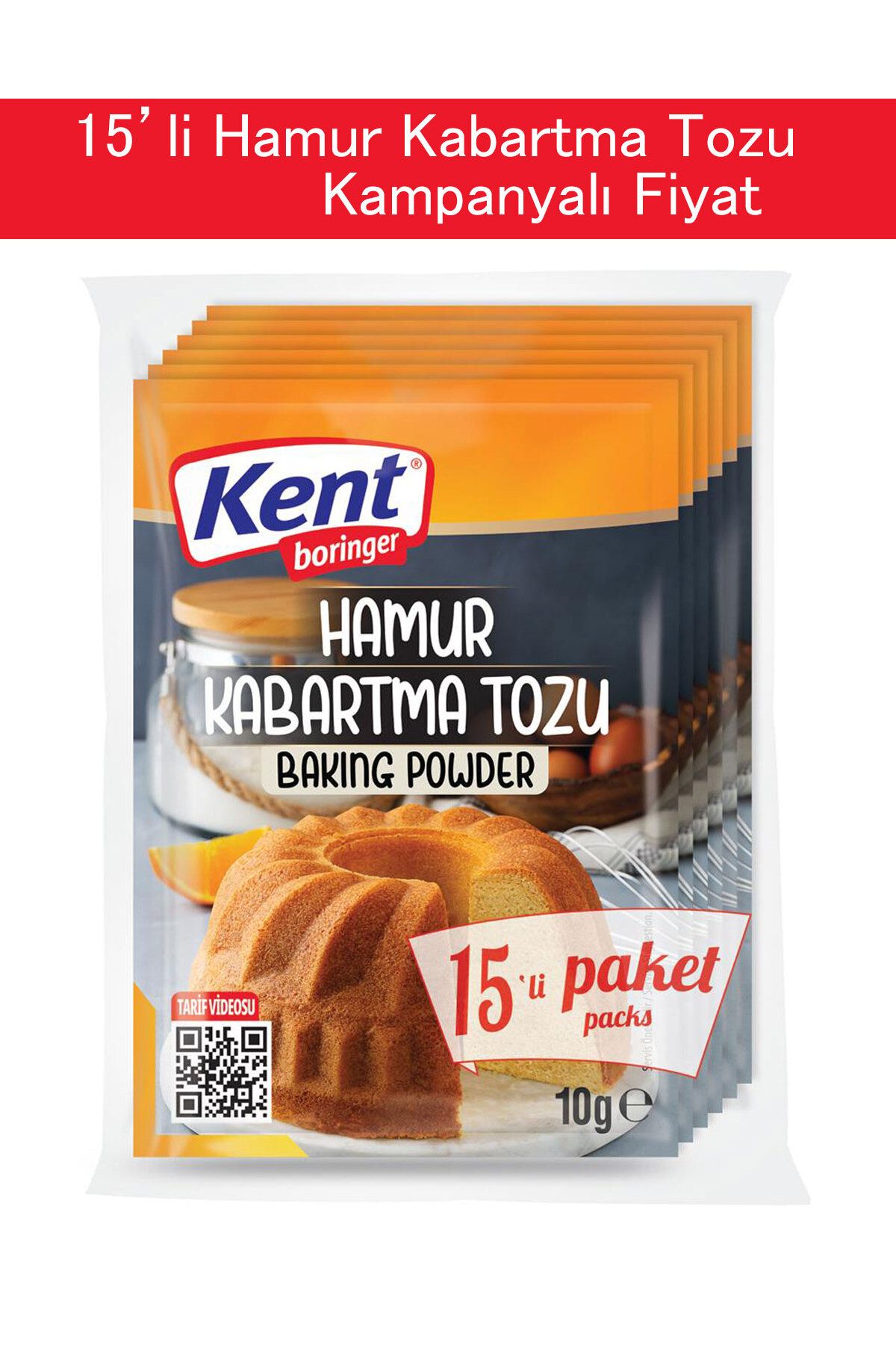 Kent Boringer Hamur Kabartma Tozu 15'li Ekonomik Paket