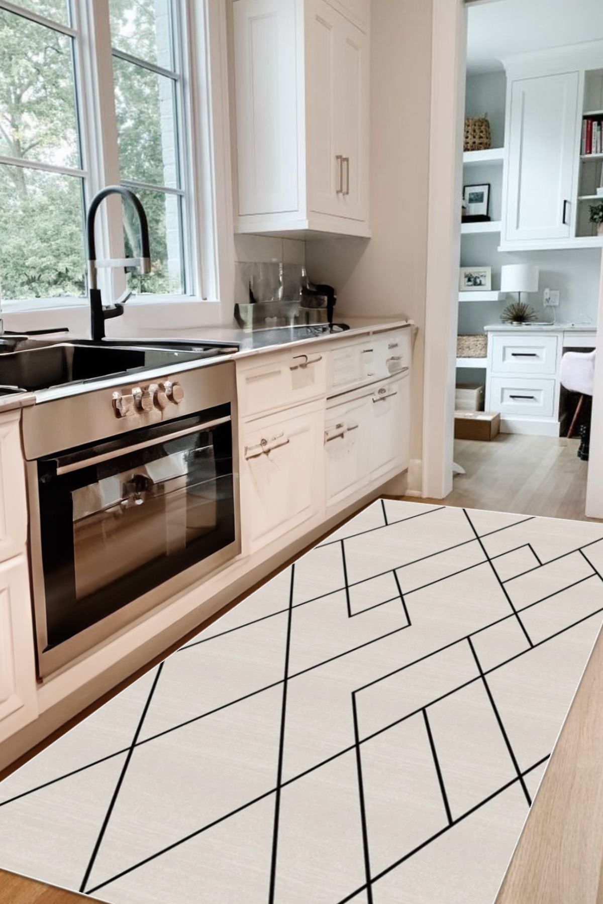 Decomia Home Dijital Kaymaz Yıkanabilir İskandinav Mutfak Halısı Salon Halısı Yolluk