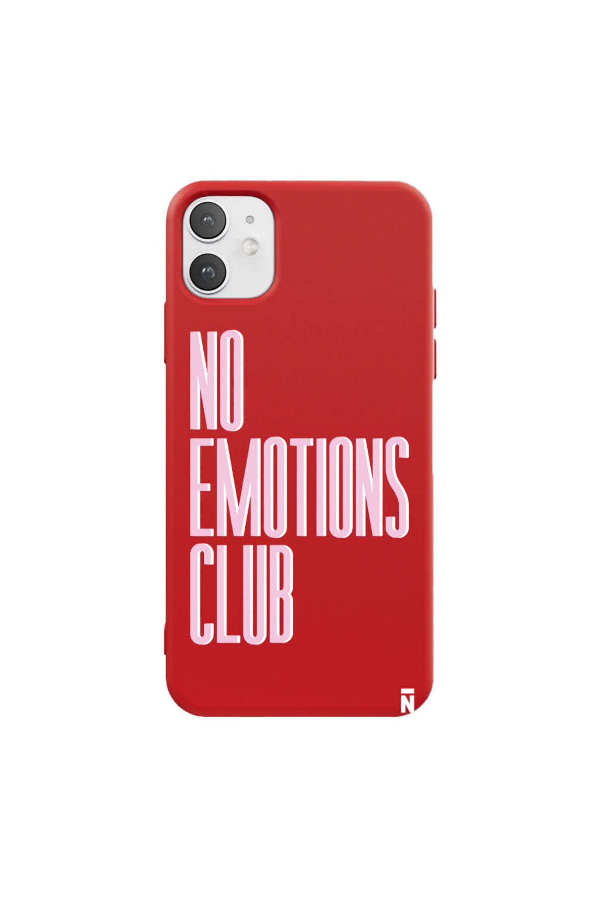 Casen iPhone 11 Silikon Özel Tasarım Yazılı Duygusuz No Emotions Club Kırmızı Renkli Telefon Kılıfı