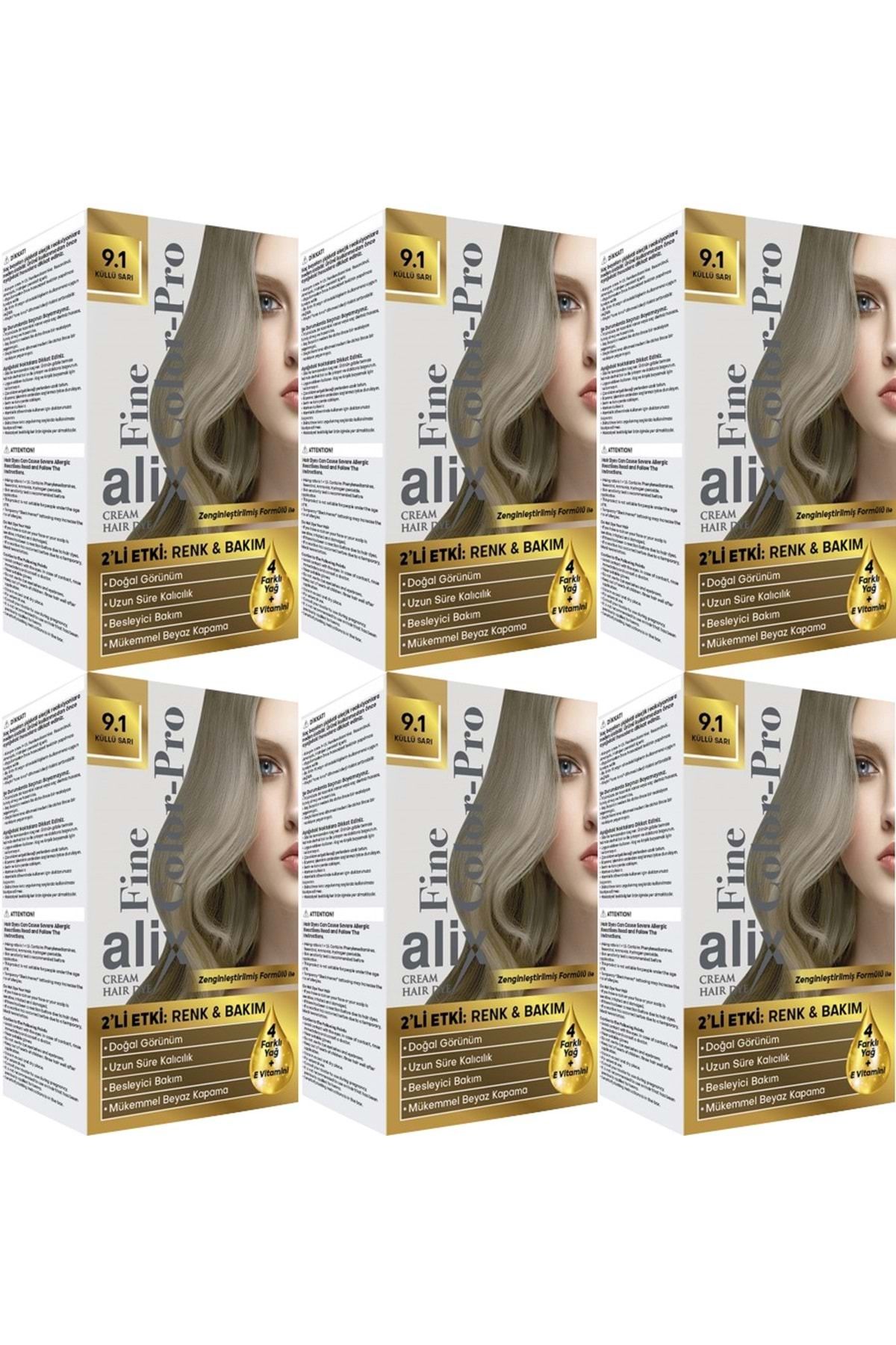 Alix 50ml Kit Saç Boyası 9.1 Küllü Sarı (6 Lı Set)