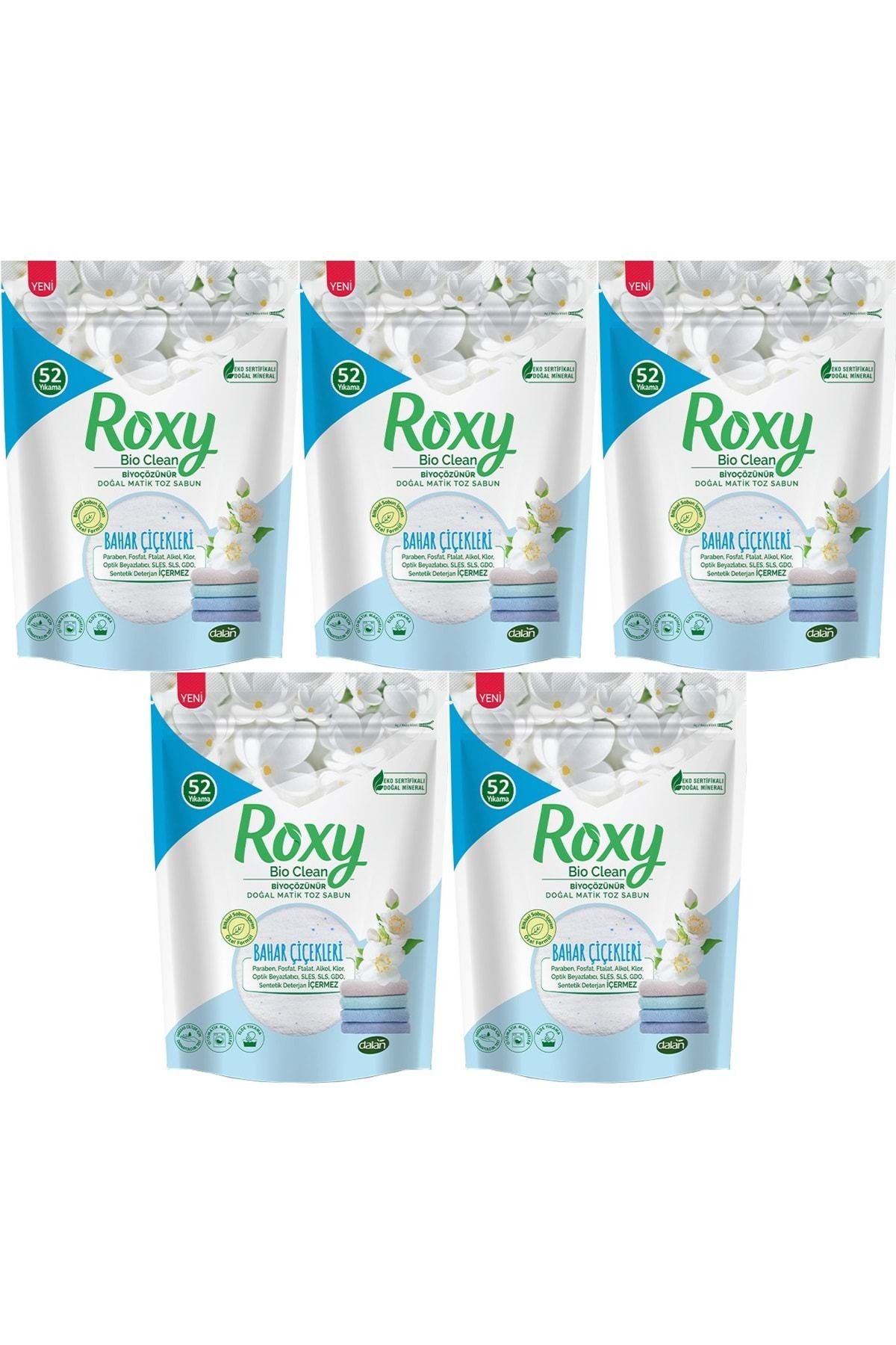 Dalan Roxy Bio Clean Matik Sabun Tozu 1.6 kg Bahar Çiçekleri 5 Li Set 260 Yıkama