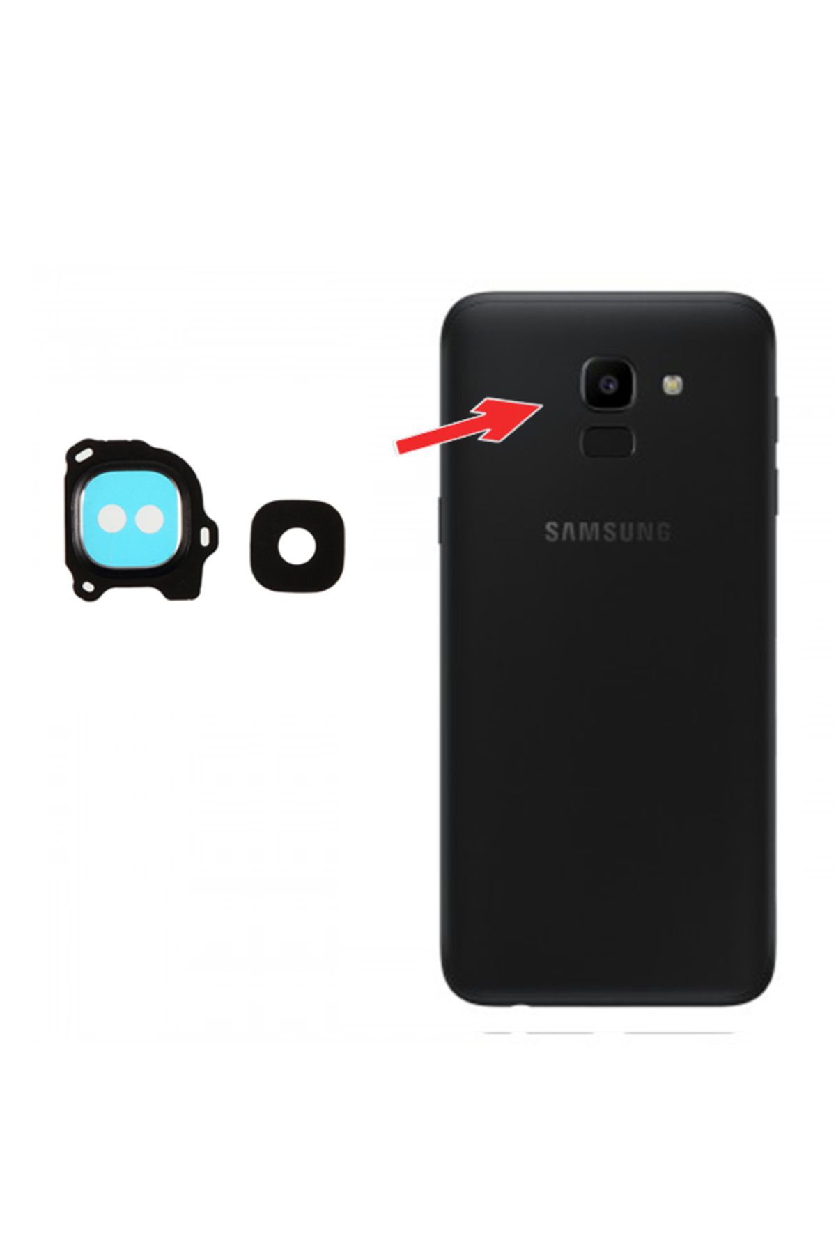 Ally Mobile Samsug Galaxy J6 2018 Arka Kamera Lens Full-SİYAH