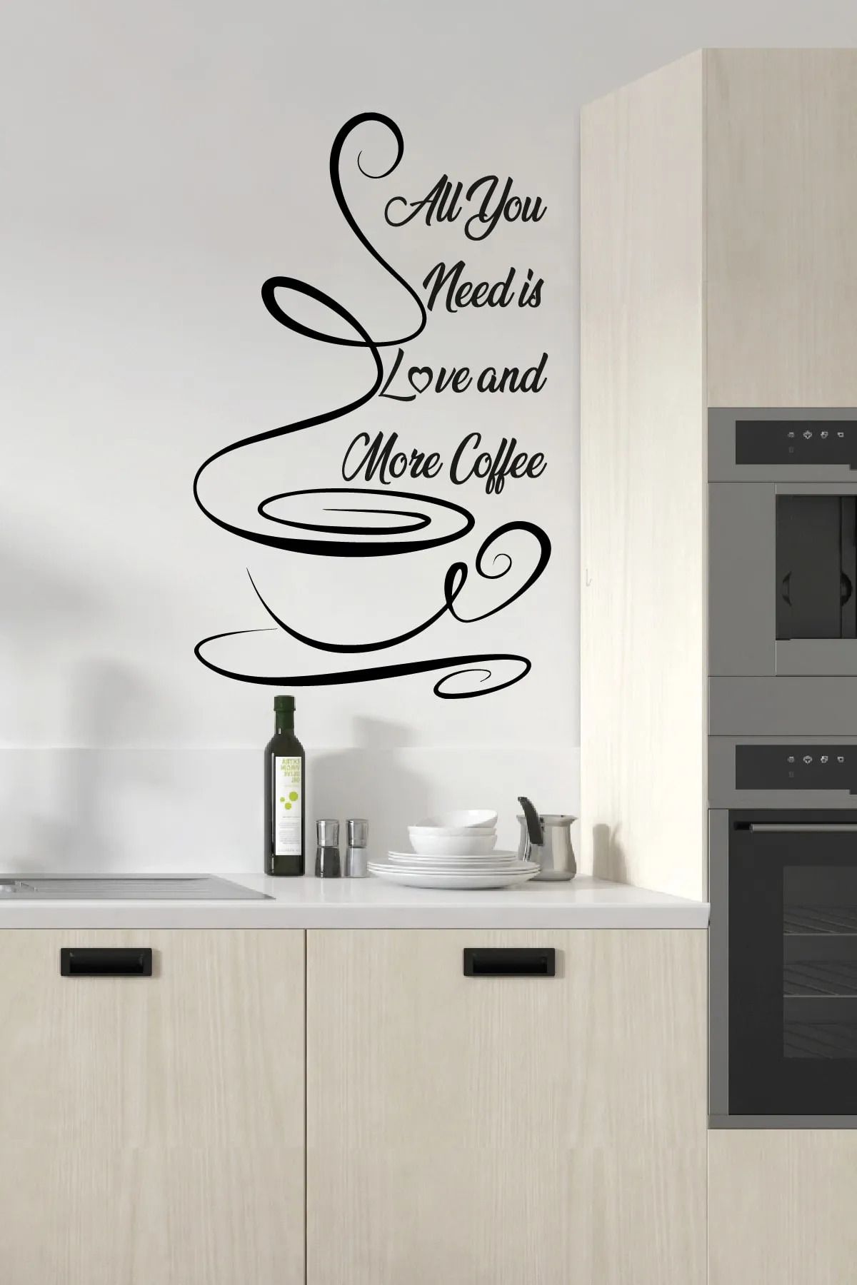Aruz Mutfak Sevgi Ve Kahve Yazısı Duvar Süsü kendinden yapışkanlı duvar sticker