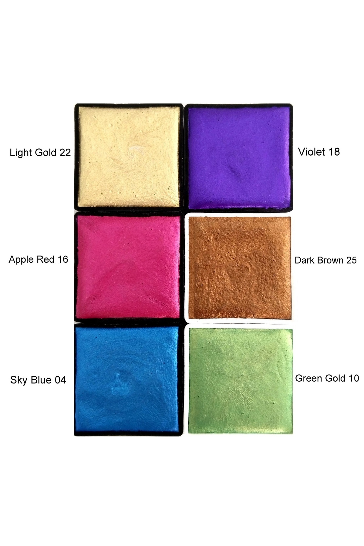 Sanathobi Metalik Yaldız Sulu Boya Seti 6 Renk - Profesyonel Sanatçı Boyası