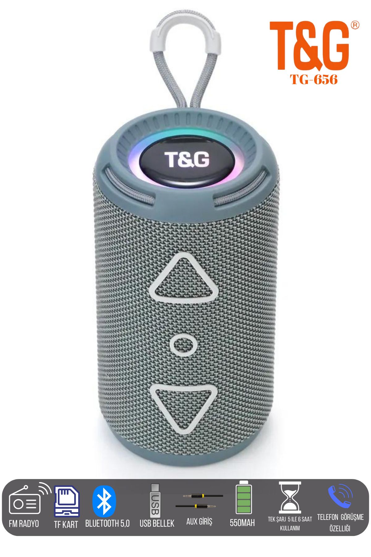 T G Taşınabilir Bluetooth Hoparlör Kablosuz Hoparlör LED AUX TF USB FM radyo HİFİ 360 sound çift bas