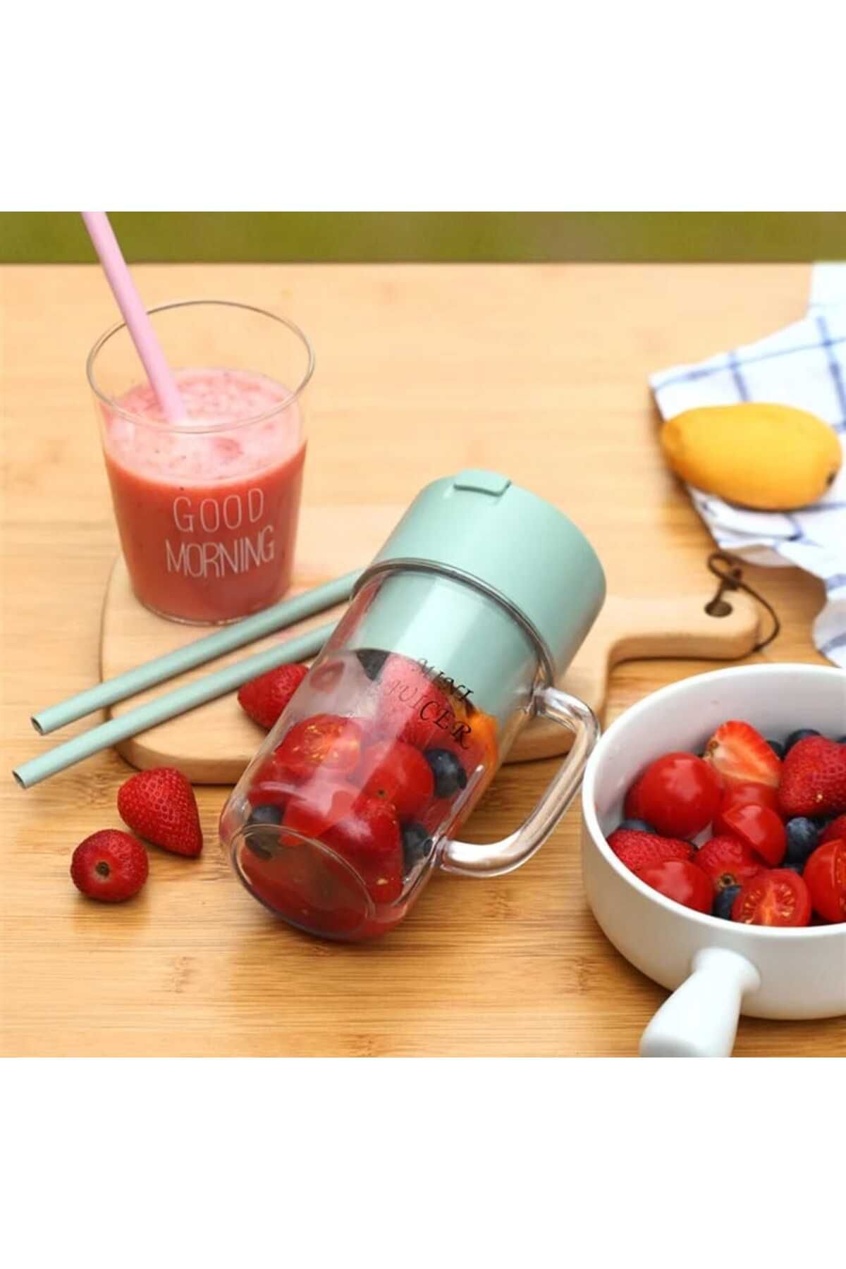 Genel Markalar Taşınabilir Bardak Pipetli Meyve Sıkacağı USB Elektrikli Paslanmaz Çelik Blender Meyve Suyu Yapma