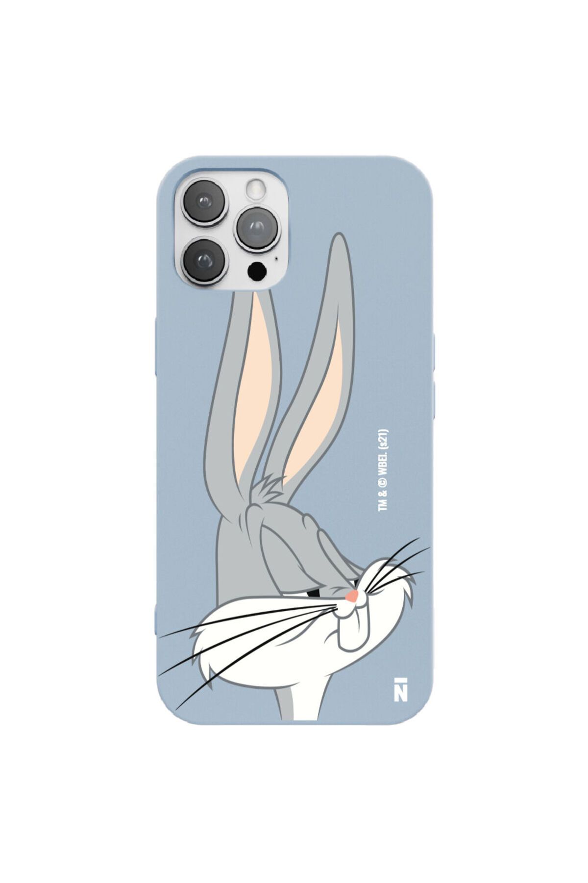 Casen iPhone 12 Pro Silikon Bugs Bunny Tavşan Çizgi Film Tasarımlı Mavi Renkli Telefon Kılıfı