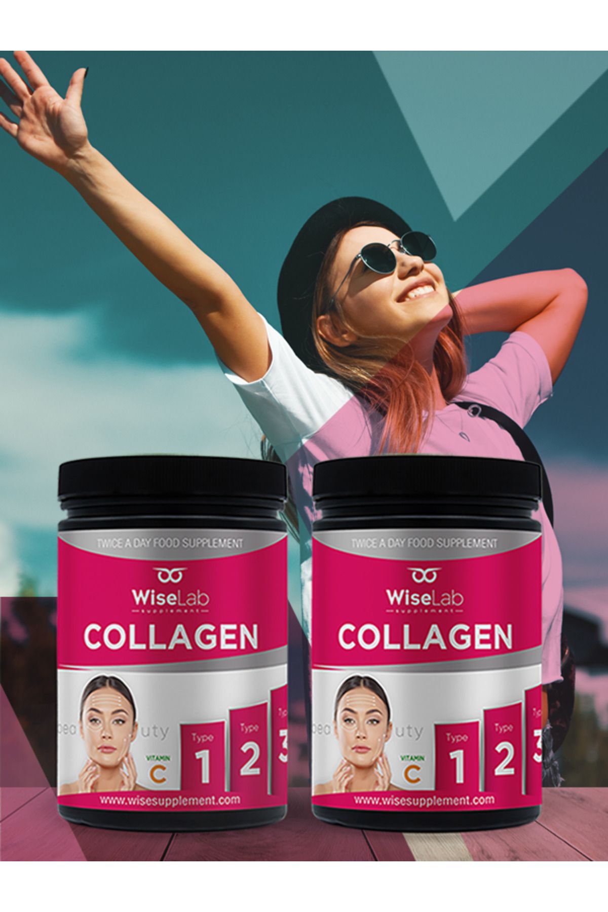WiseLab Beauty Collagen Powder + Beauty Collagen Powder Tip123 Vitamin C 300gr