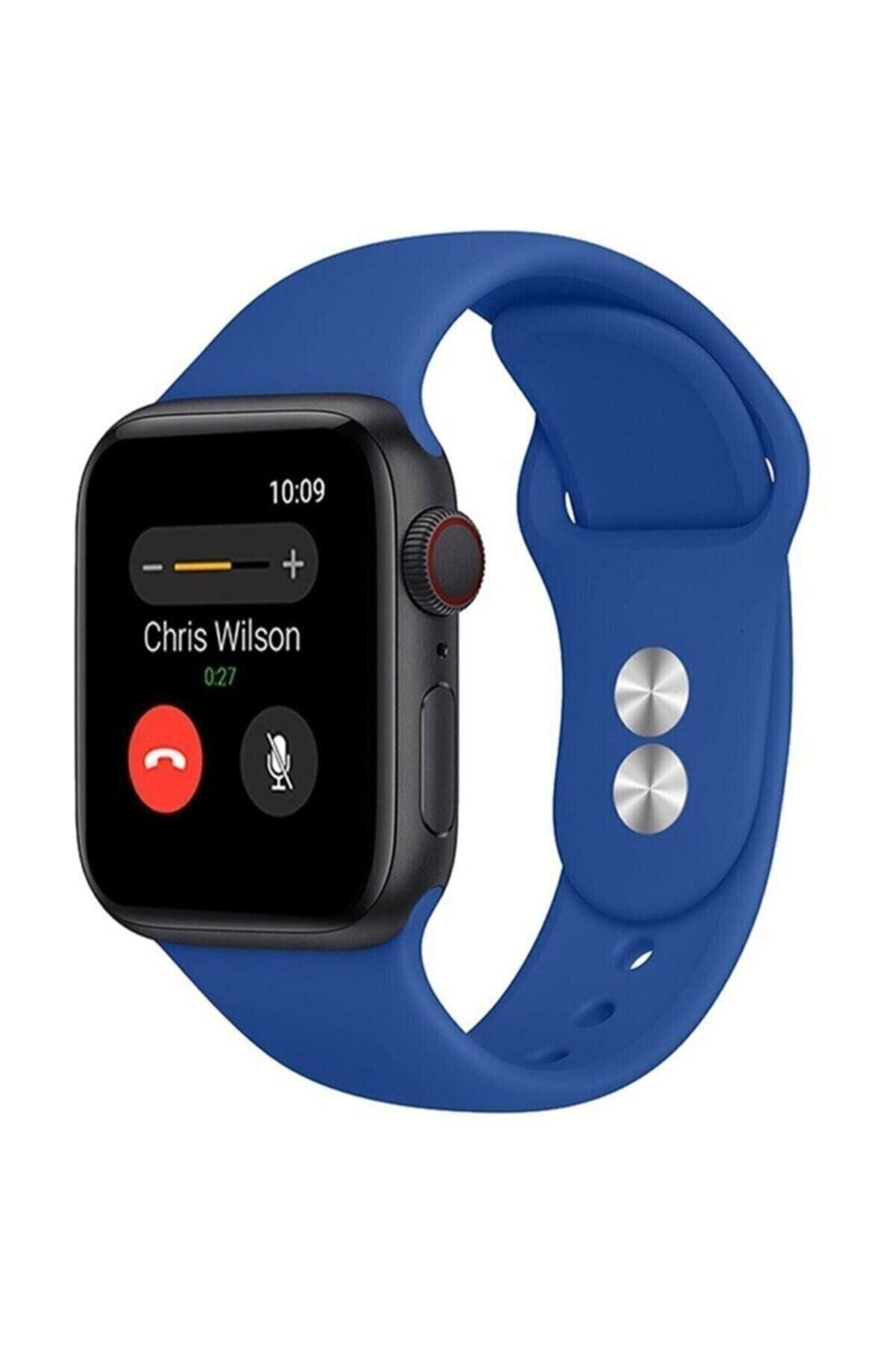 Cimricik Apple Watch Uyumlu Kordon 38-40-41mm Seri 2/3/4/5/6/7/8/9/ Silikon Kordon Kayış Mavi