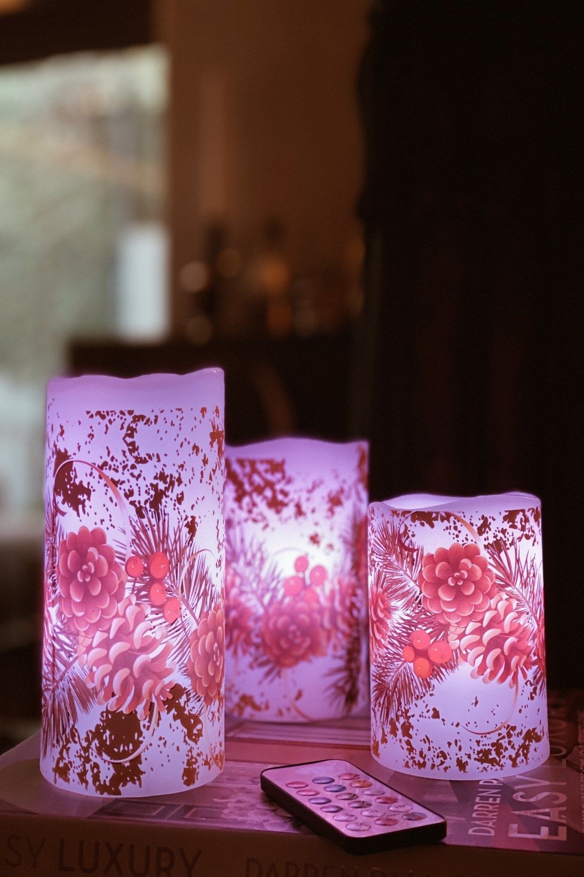 Arma House 3'lü Yılbaşı Çiçeği Renk Değiştiren Kumandalı Led Mum Seti