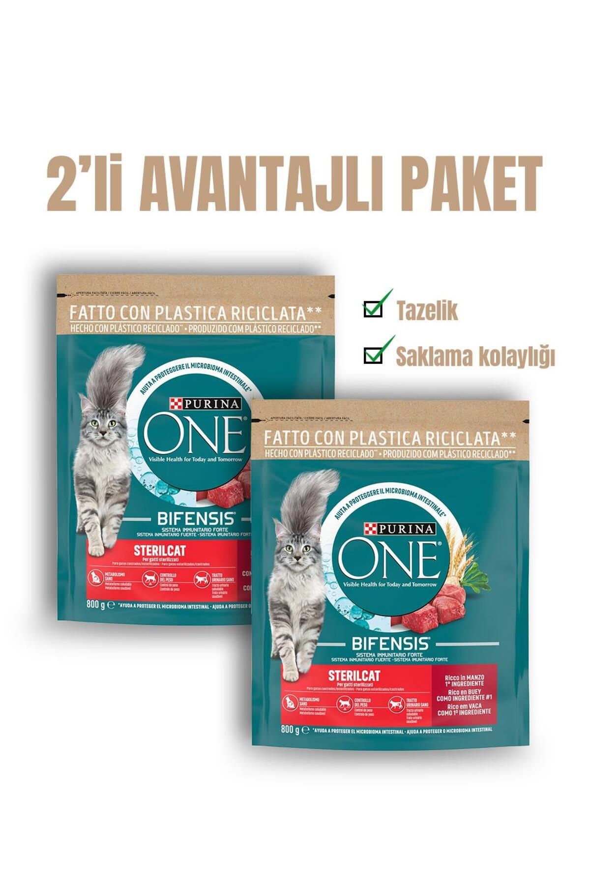 Purina One Sığır Etli Kısırlaştırılmış Yetişkin Kedi Maması 800 Gr x 2Ad