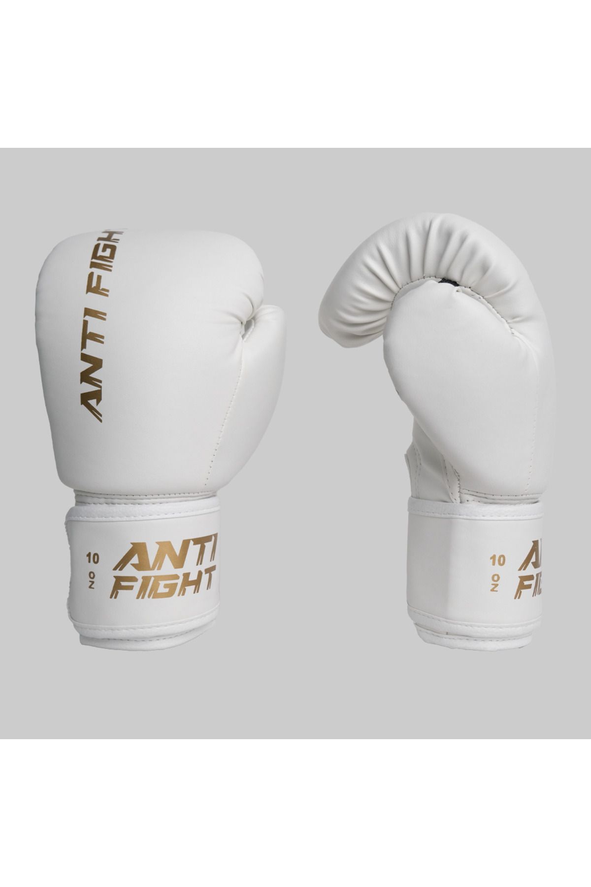 anti fight Basic Beyaz Gold Baskılı Boks Eldiveni
