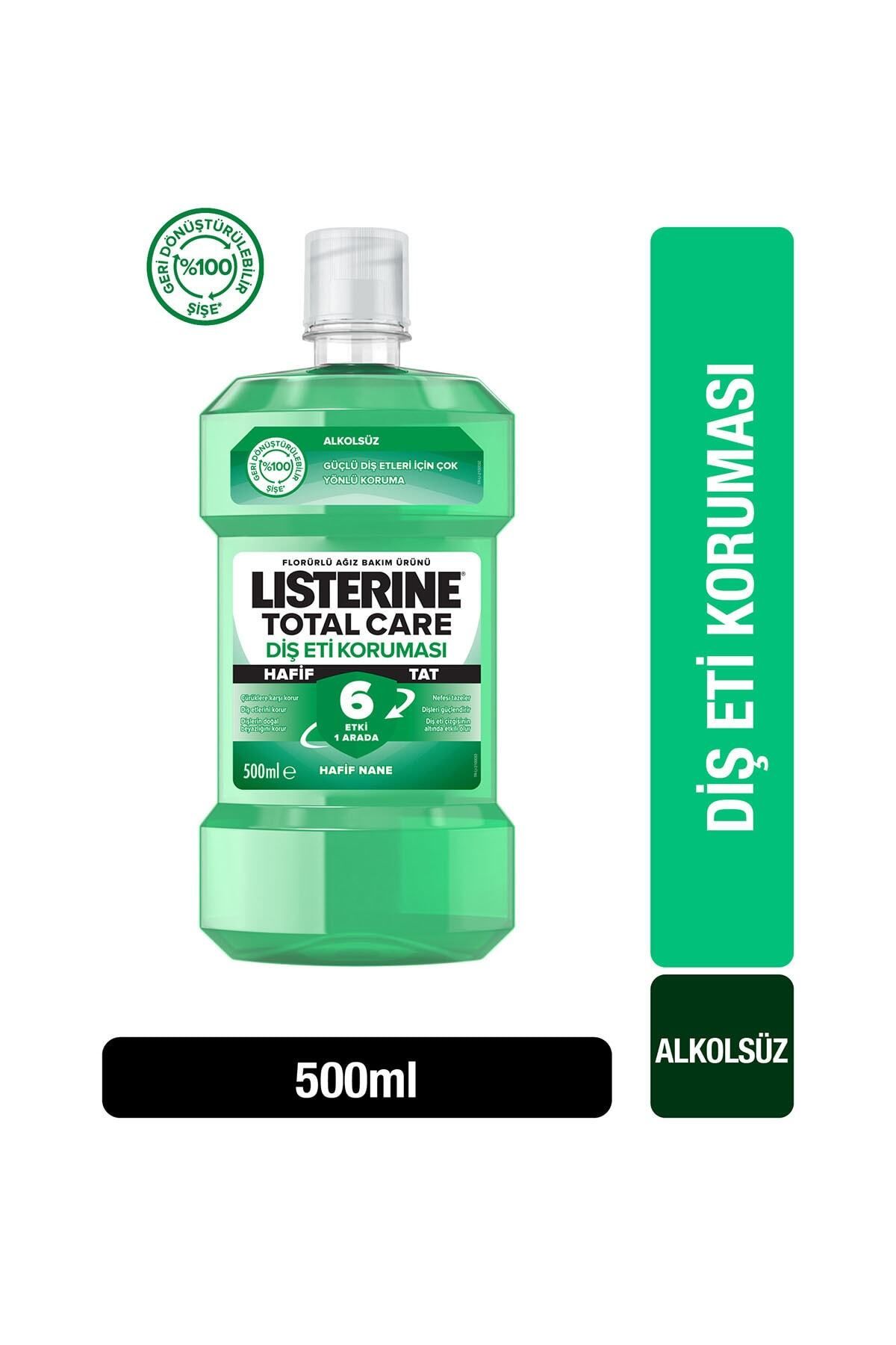 Listerine Ağız Bakım Suyu Alkolsüz Diş Eti Koruması 500 Ml