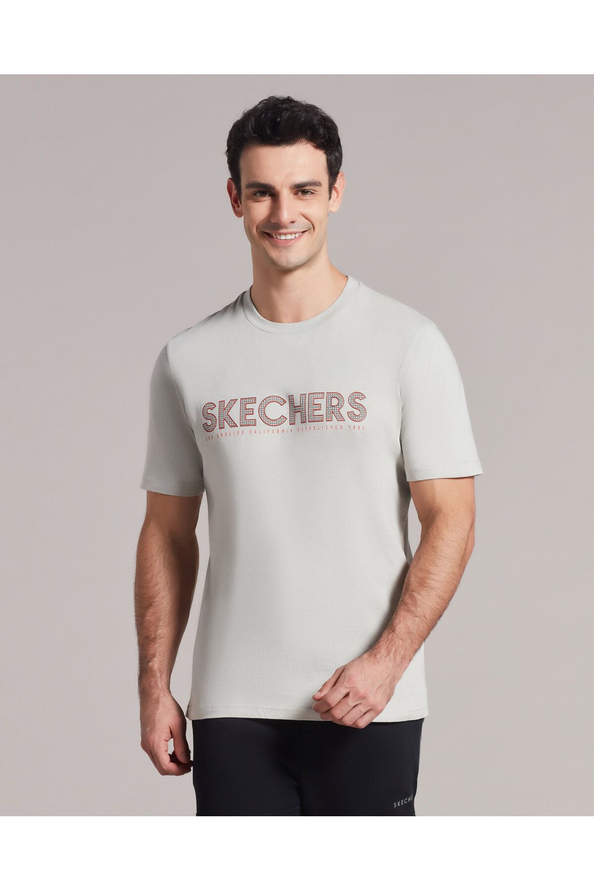 Skechers M Graphic Tee Big Logo T-shirt Erkek Gri Tshirt S221135-013