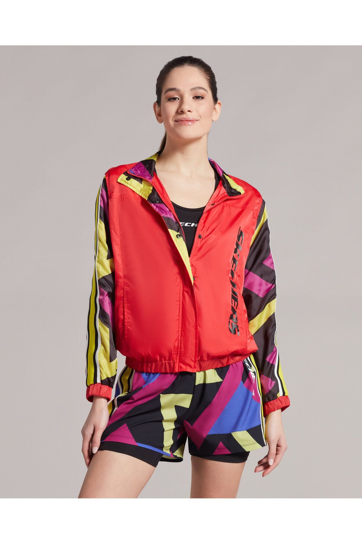 Skechers W Capsule Coll. Big Logo Full Zip Jacket Kadın Kırmızı Fermuarlı Eşofman Üstü S231216-600