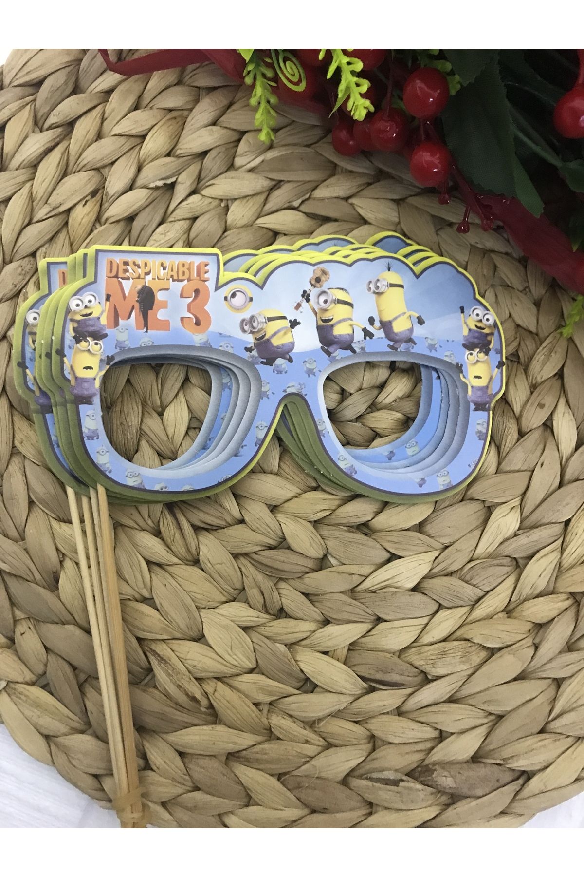 Deniz Party Store MİNYONLAR Temalı Gözlük şeklinde Konuşma Balonu 5 adet