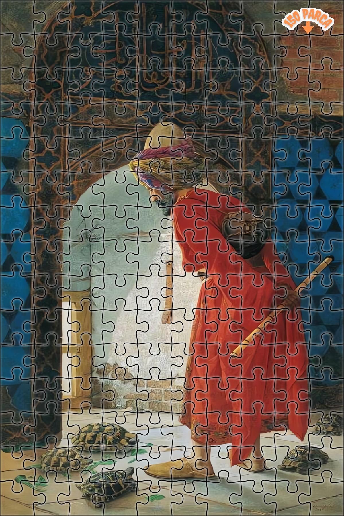 Teona Ahşap Kaplumbağa Terbiyecisi Dekoratif Çift Katlı Çerçeveli Asılabilir Ahşap Puzzle 150 PARÇA 20X30