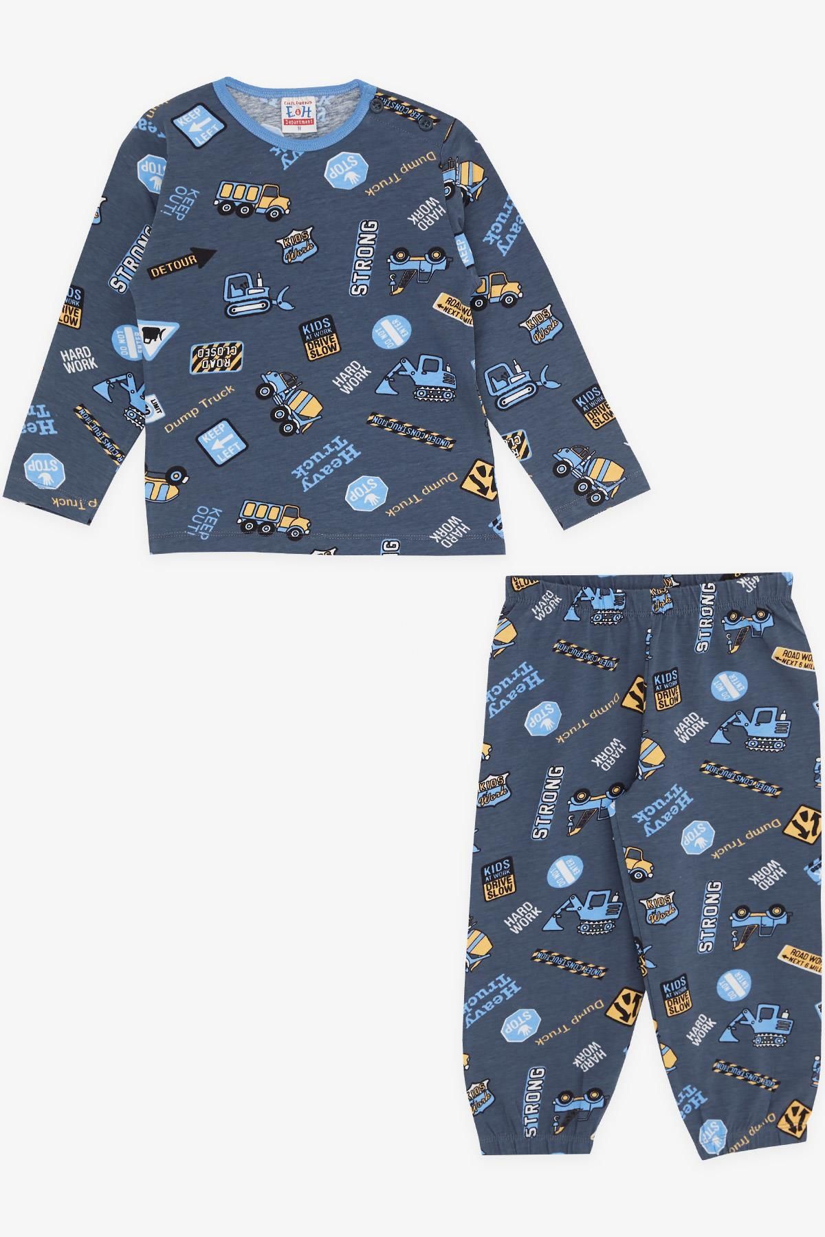 Breeze Girls & Boys Erkek Bebek Pijama Takımı Iş Makinası Temalı 9 Ay-3 Yaş, Füme