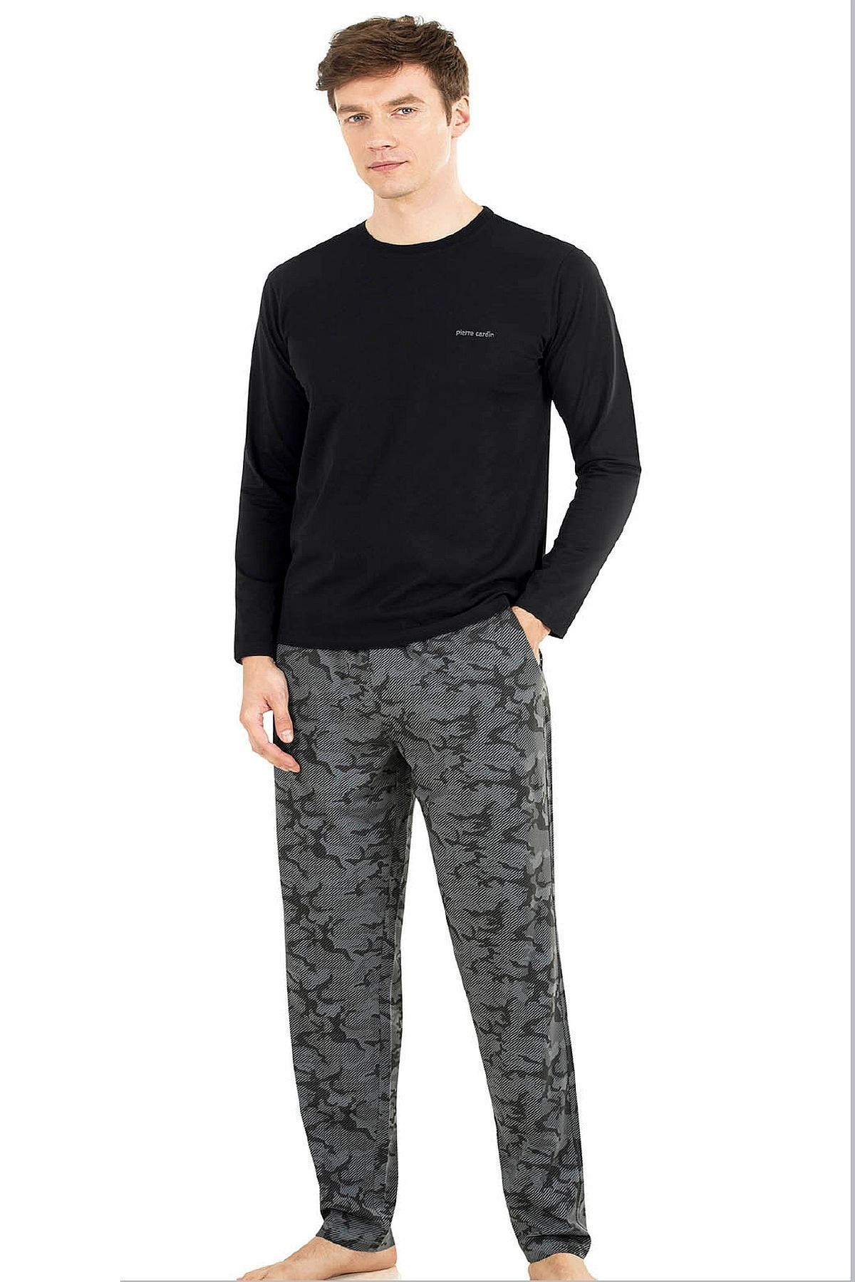 Pierre Cardin 6038 Erkek Uzun Kollu Pijama Takımı-siyah