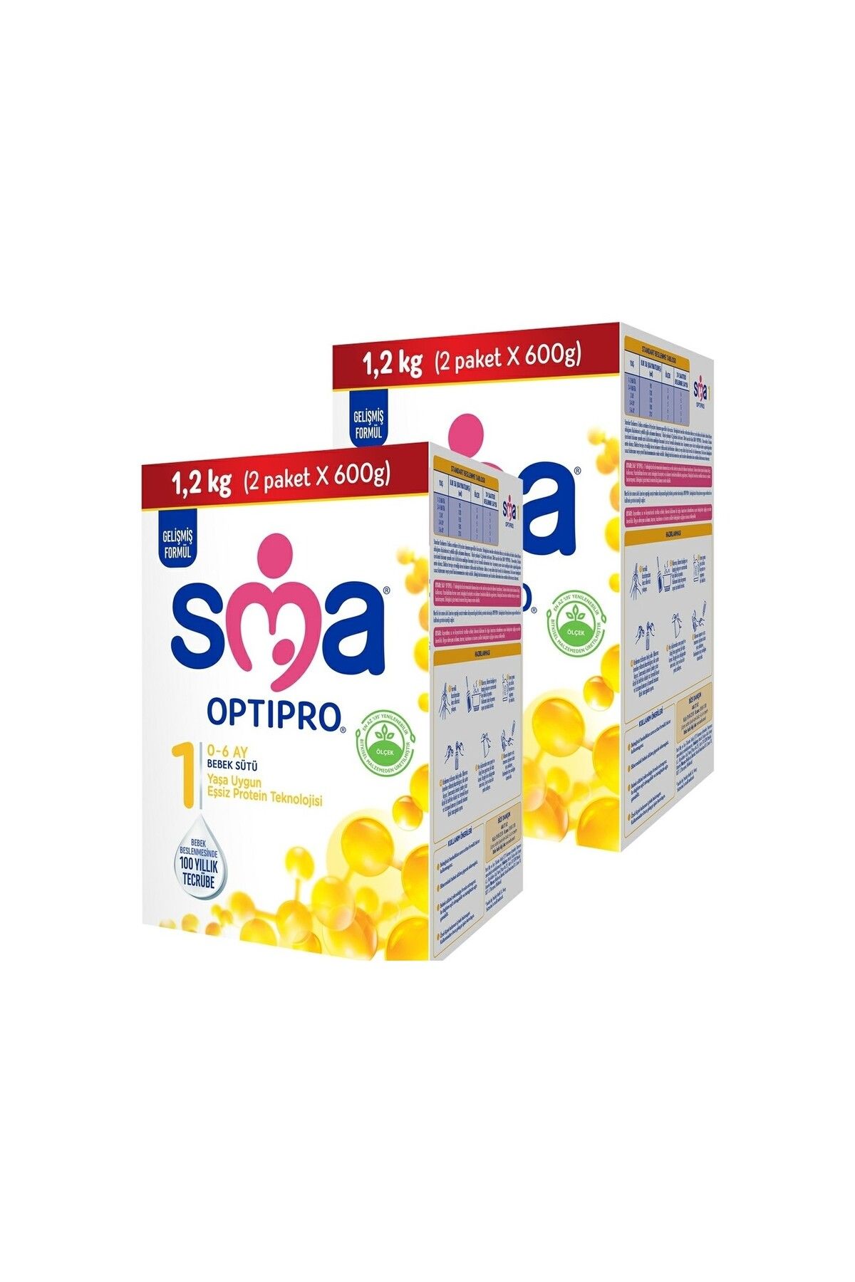 SMA Optipro 1 0-6 Ay Bebek Sütü 1200 gr X 2 Adet