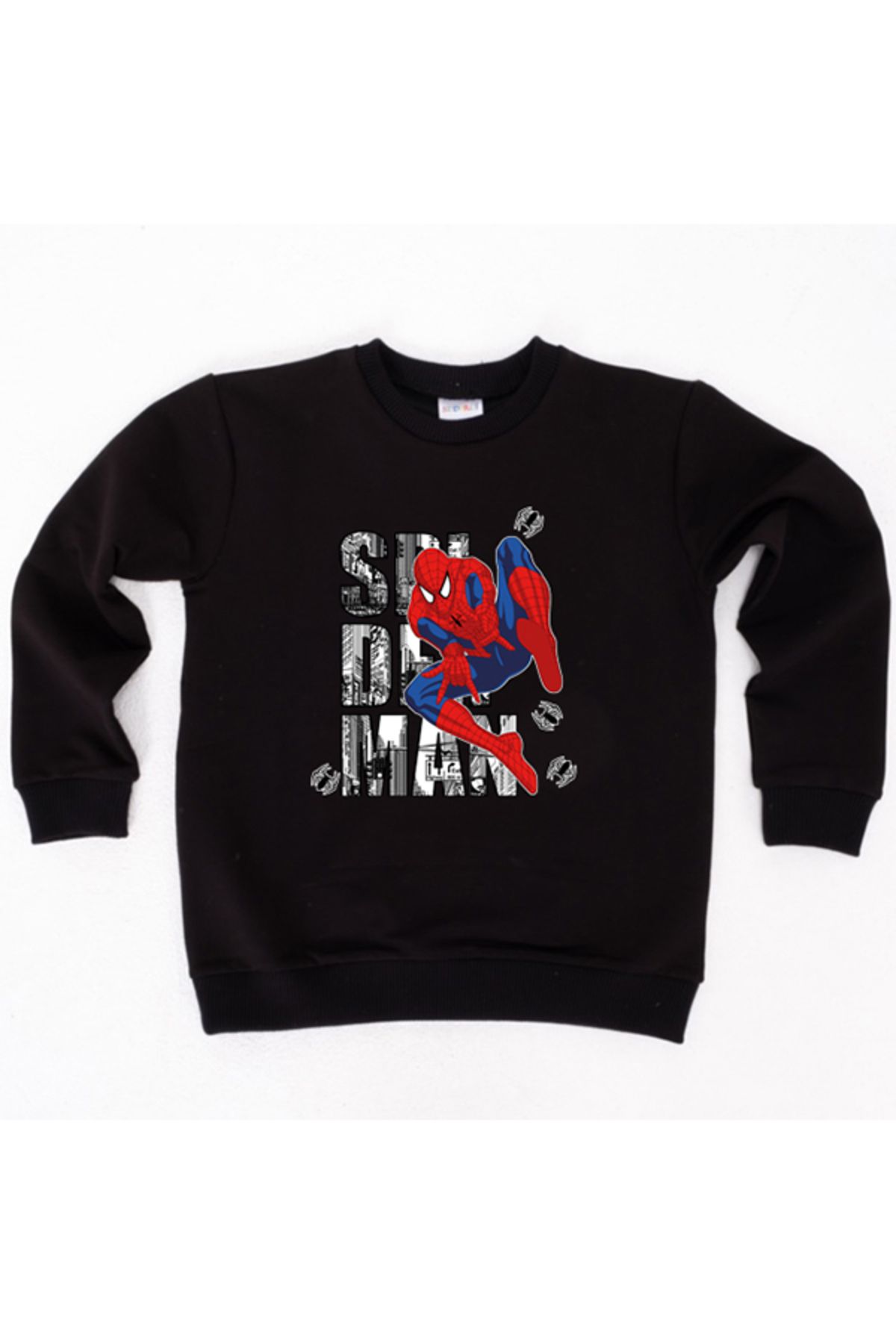 Spiderman baskılı örümcek adam pamuklu kumaş çocuk sweatshirt