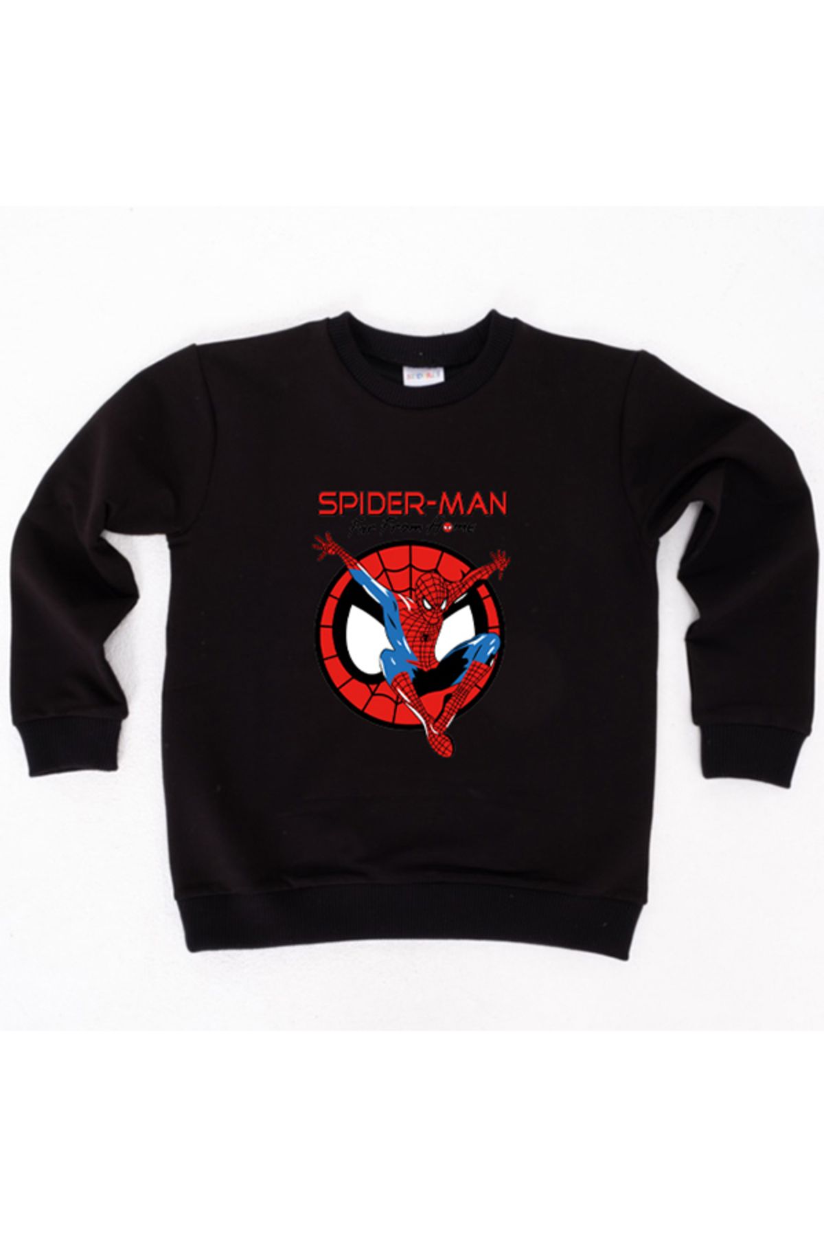 Spiderman baskılı örümcek adam pamuklu kumaş çocuk sweatshirt