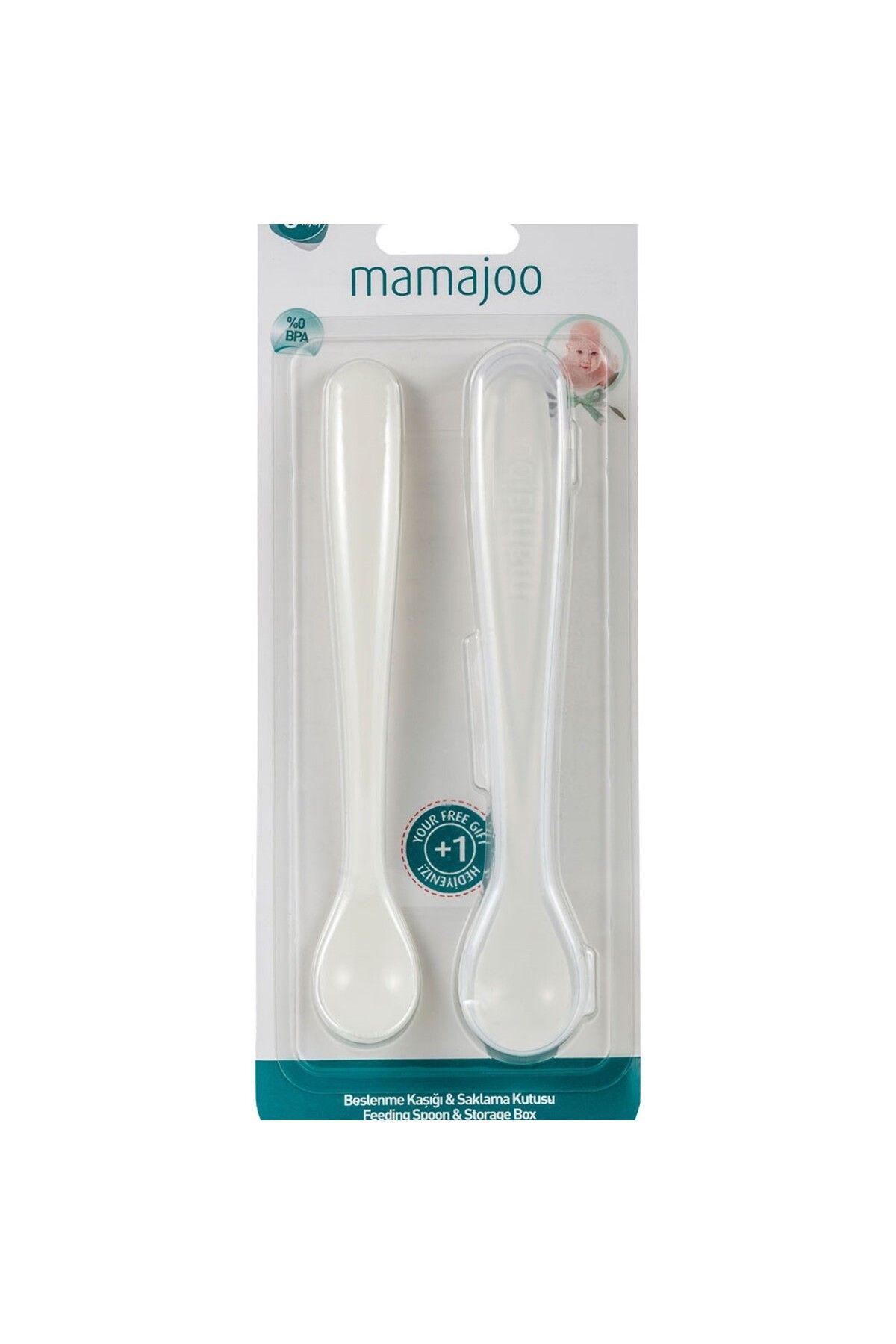 Mamajoo 2´li Beslenme Kaşığı & Saklama Kutusu / Beyaz MMJ3534